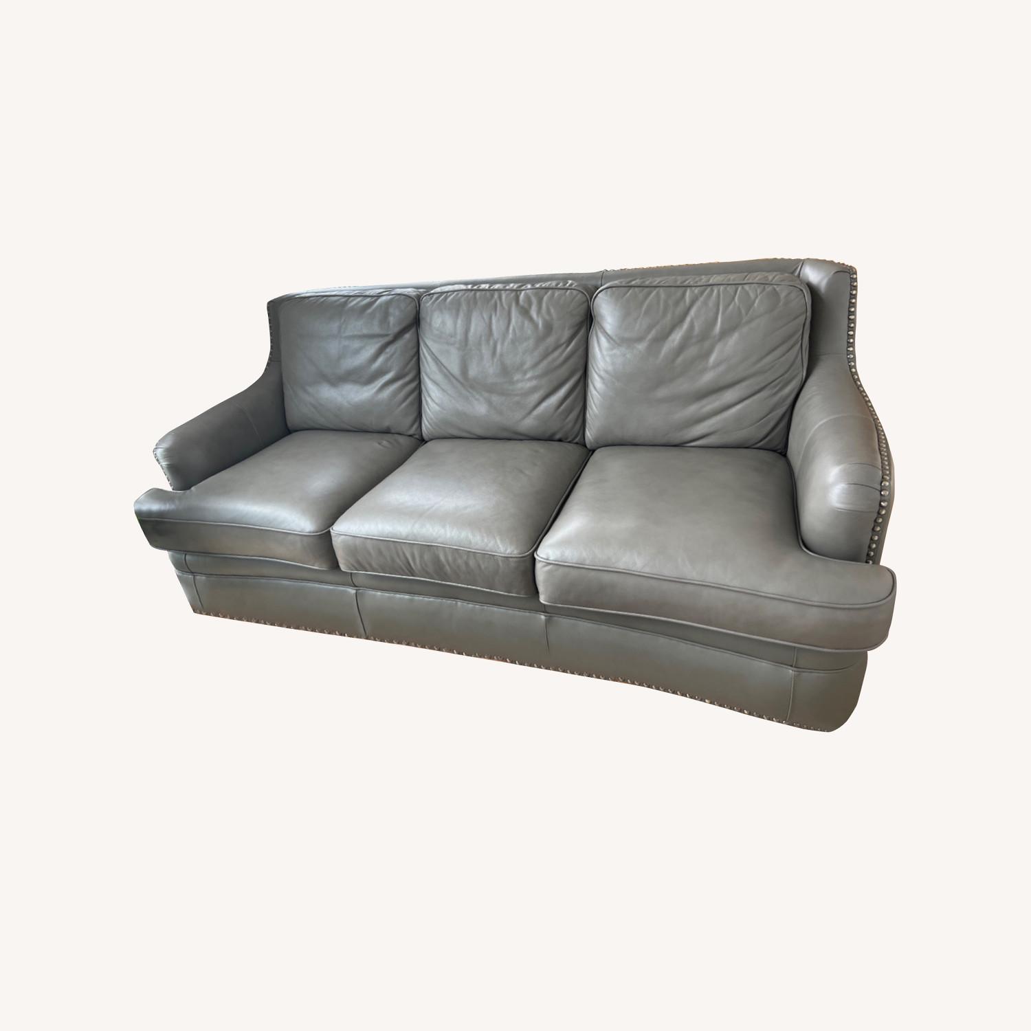 Leather Italia Tulsa Grey Sofa AptDeco