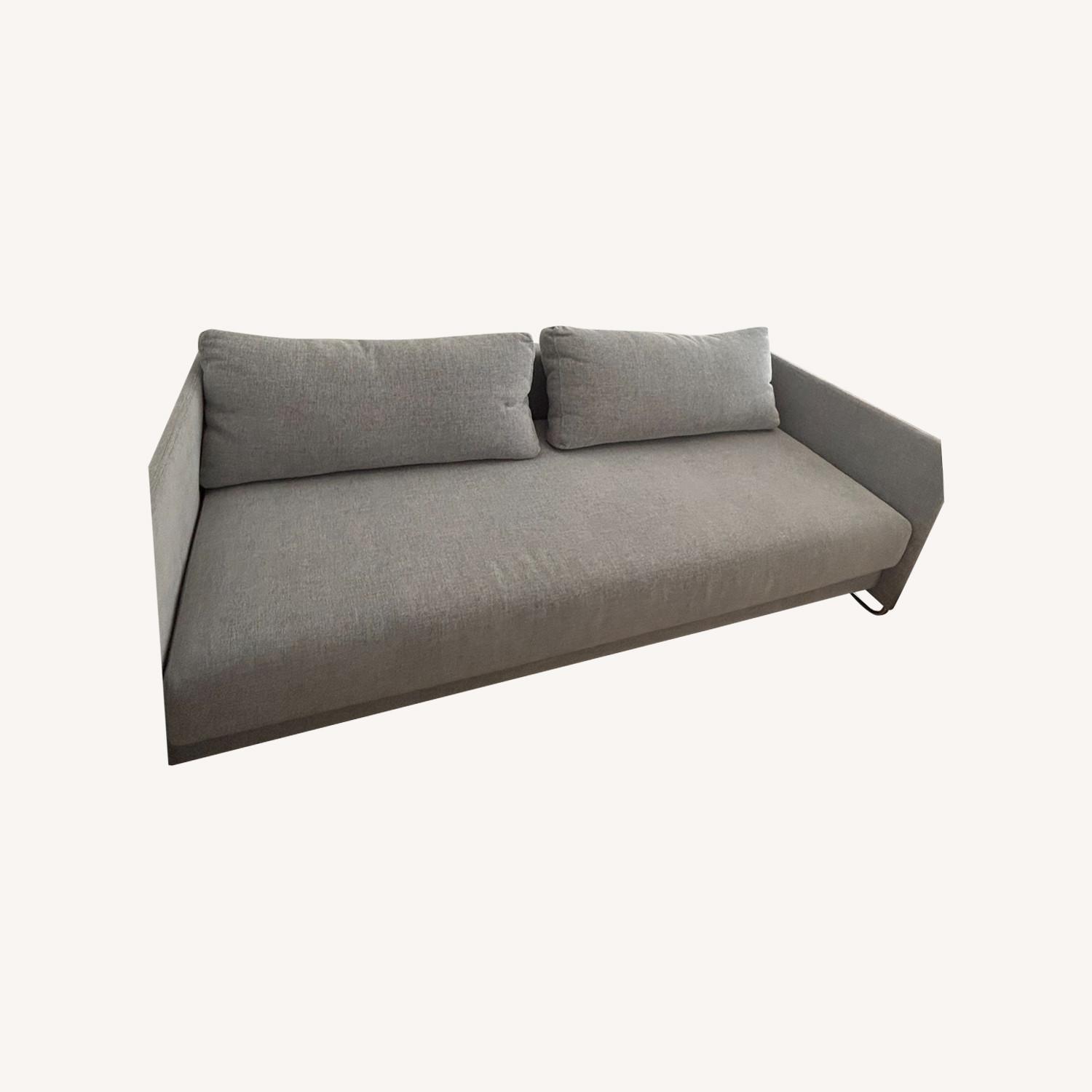CB2 Tandom Microgrid Grey Sleeper Sofa AptDeco