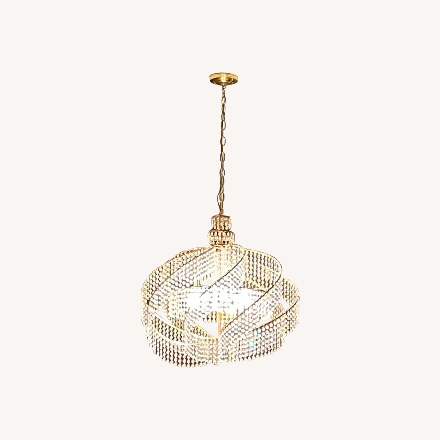 Brass & Crystal Chandelier - image-0