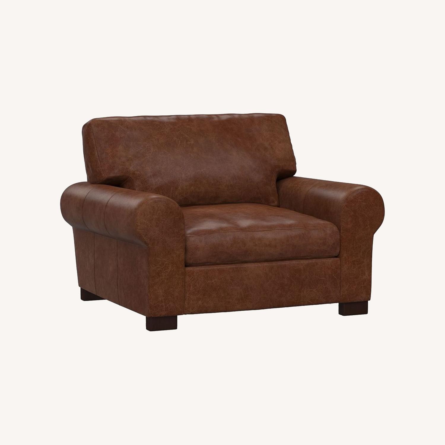 Pottery Barn Leather Chair and a Half - image-0