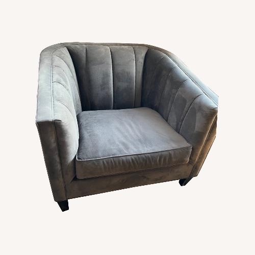 Used Grey Velveteen Channelled Club Chair for sale on AptDeco