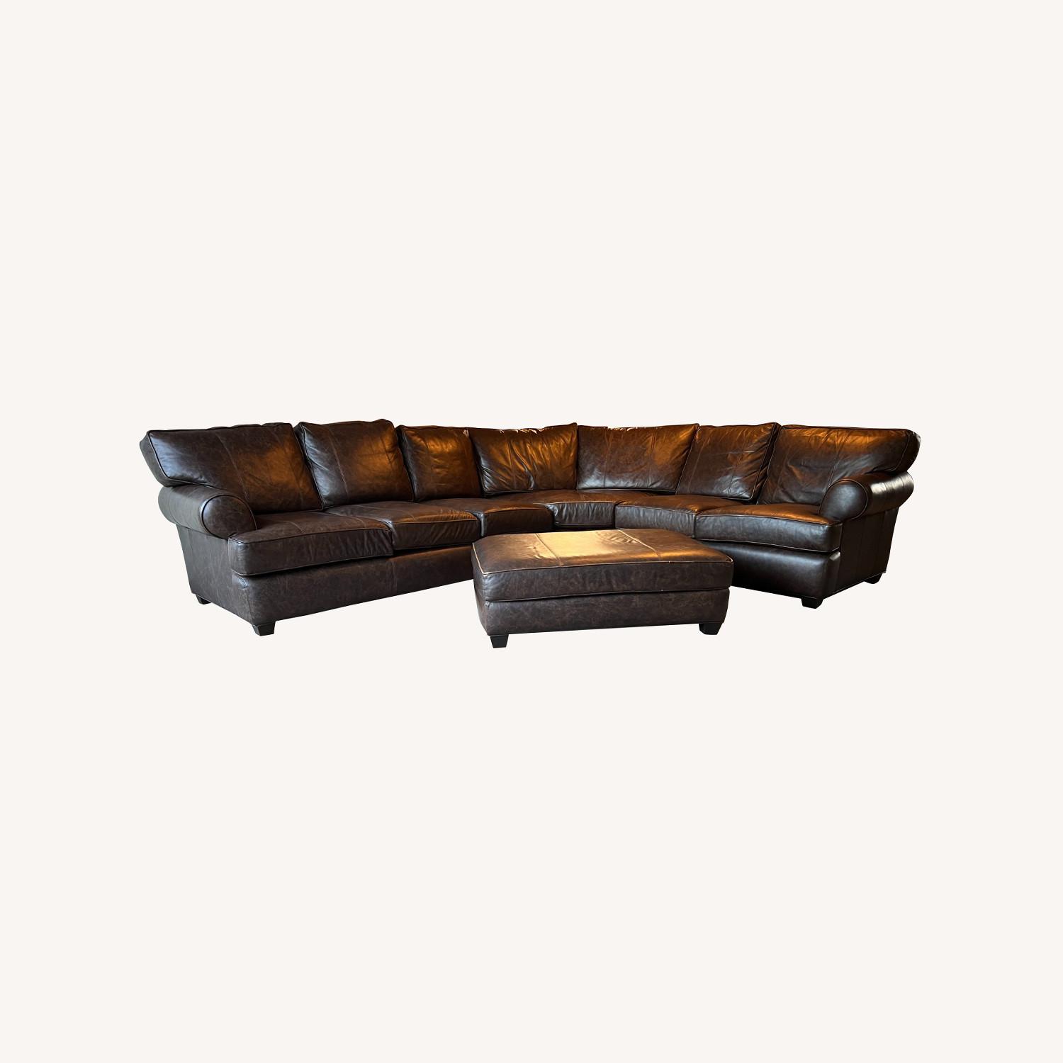 Arhaus Hadley Leather Sectional Couch & Ottoman - image-0