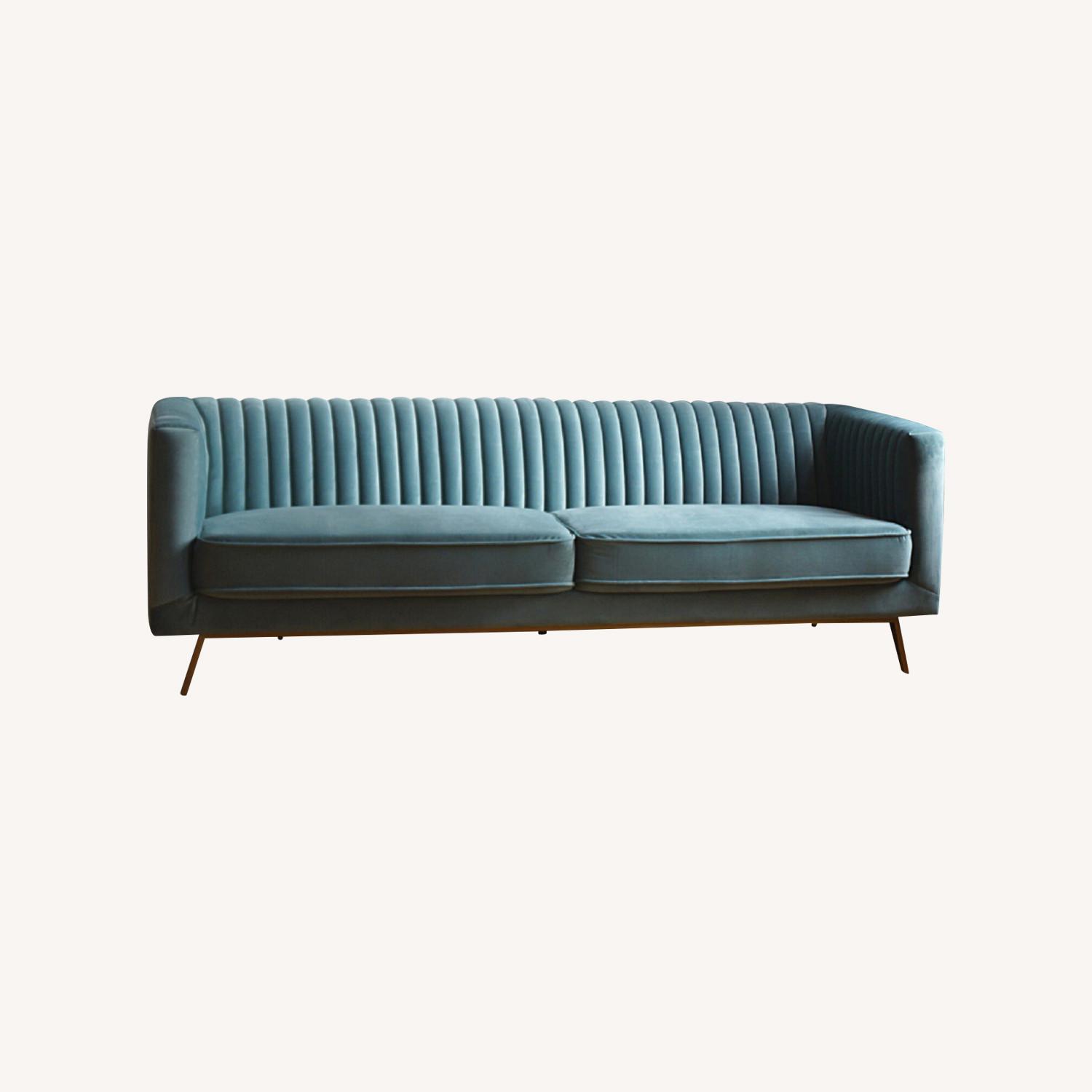 Modern Sofa in Seafoam Green Velvet - image-4