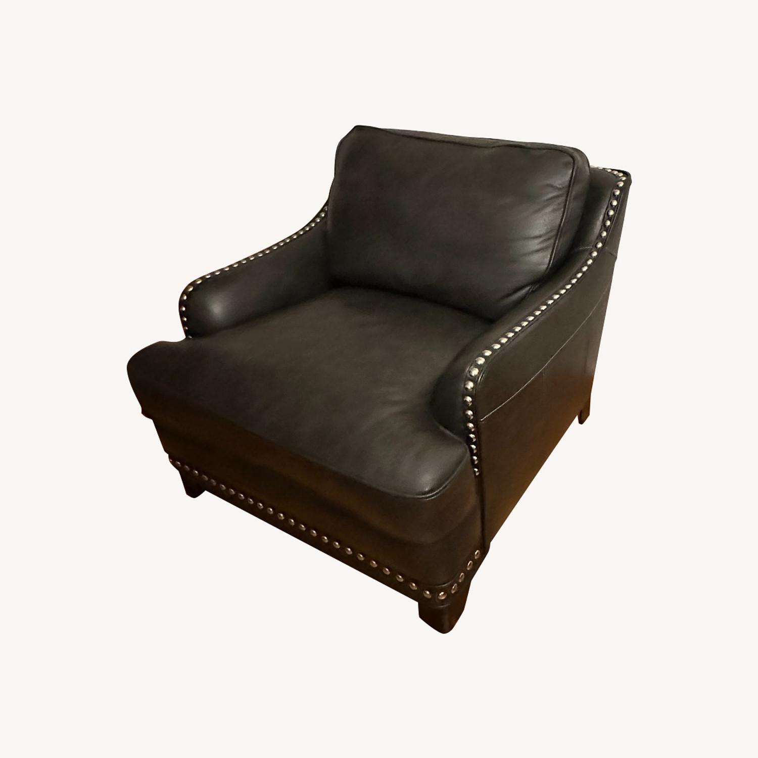 Raymour & Flanigan Quentin Dark Grey Nailed Armchair AptDeco