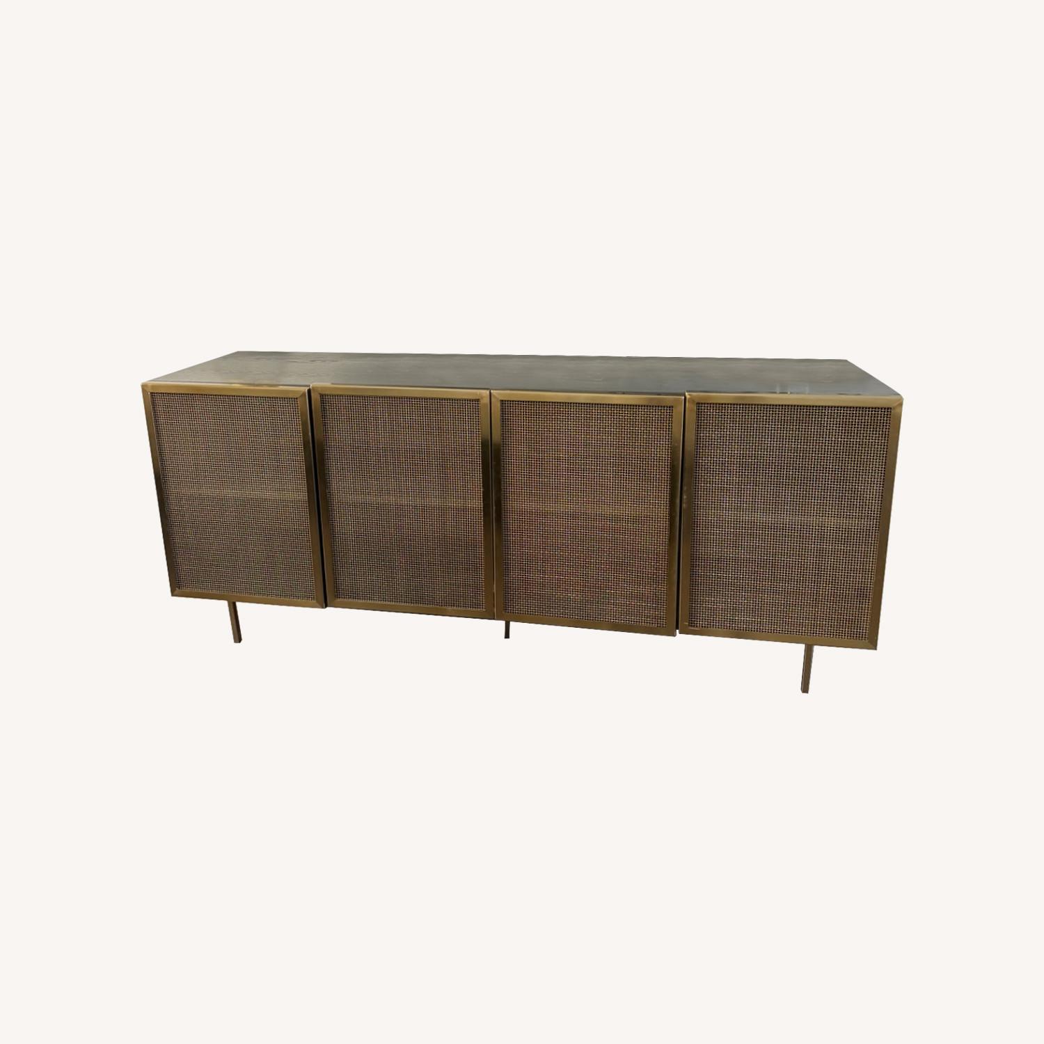 CB2 Trace Brass Wire Mesh Credenza AptDeco