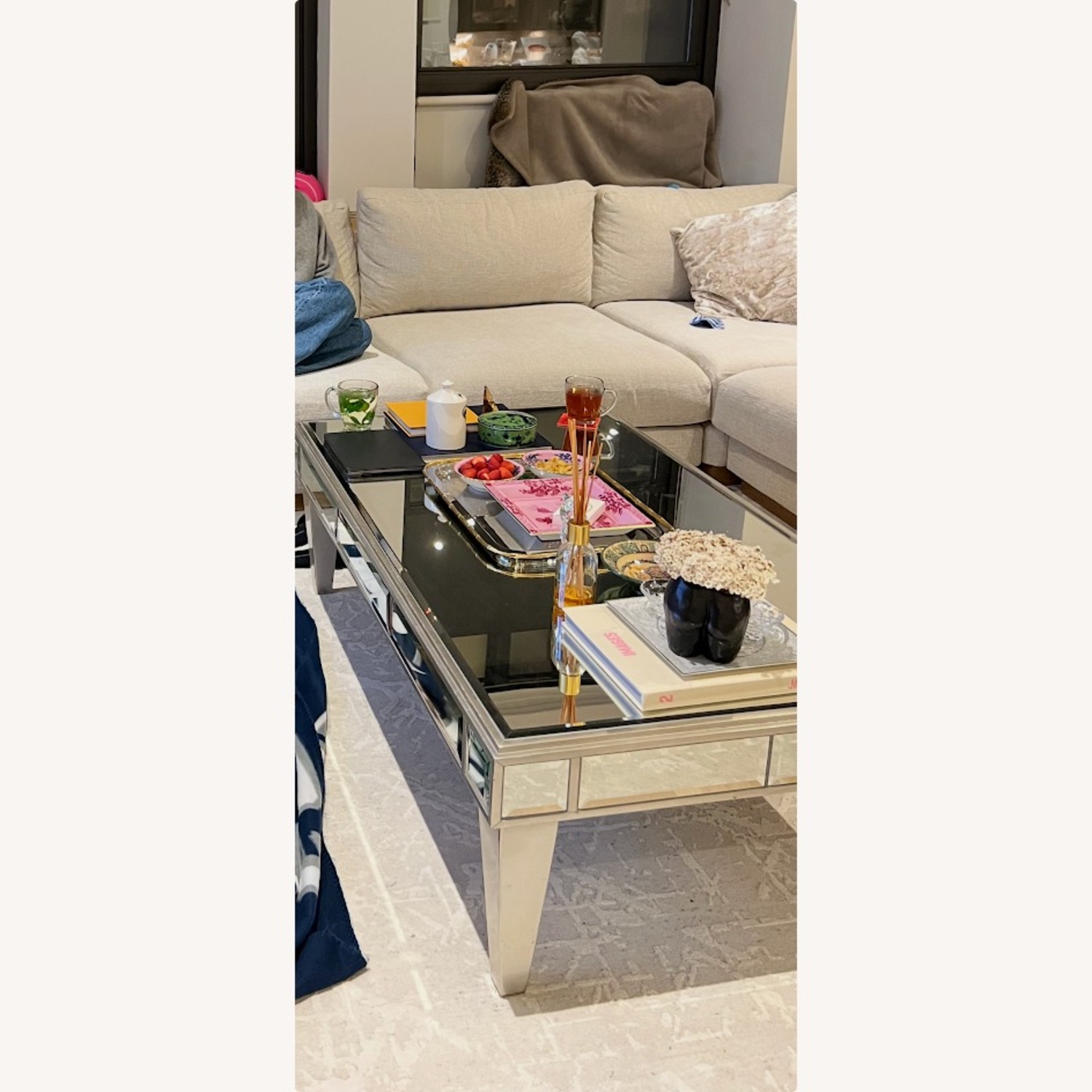 Mirrored Rectangular Coffee Table - image-3