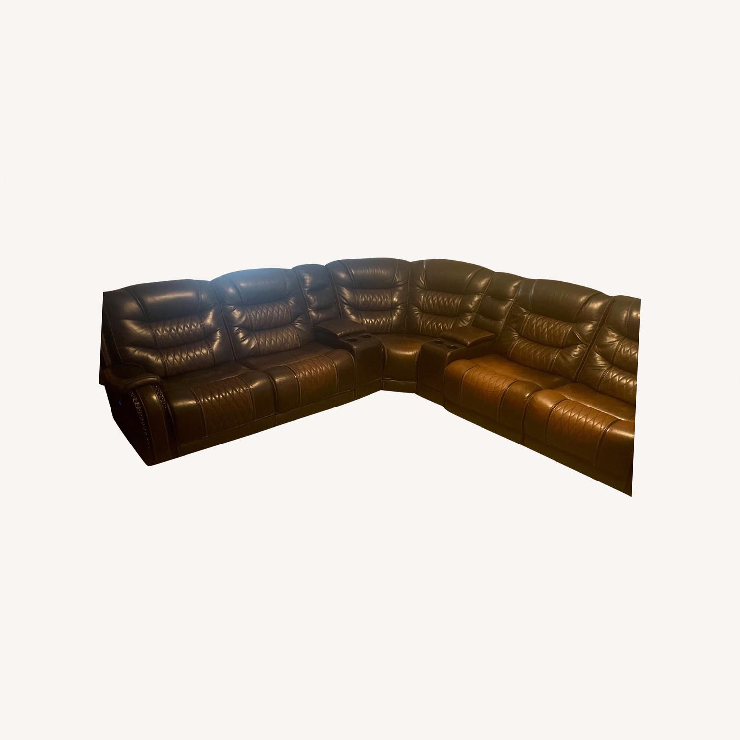 7 Piece Leather Power Sectional - image-0