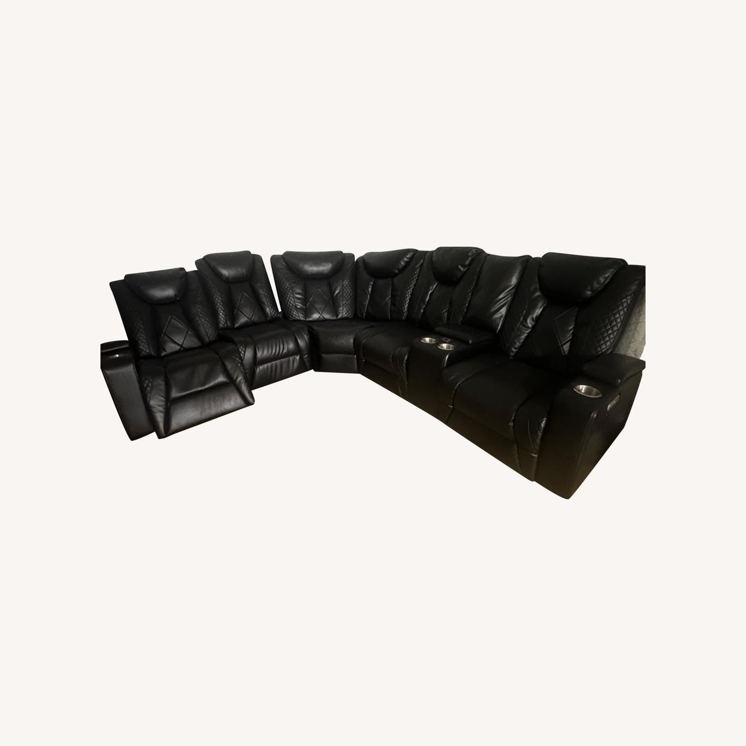 Power Reclining Sectional & Headrest - image-0