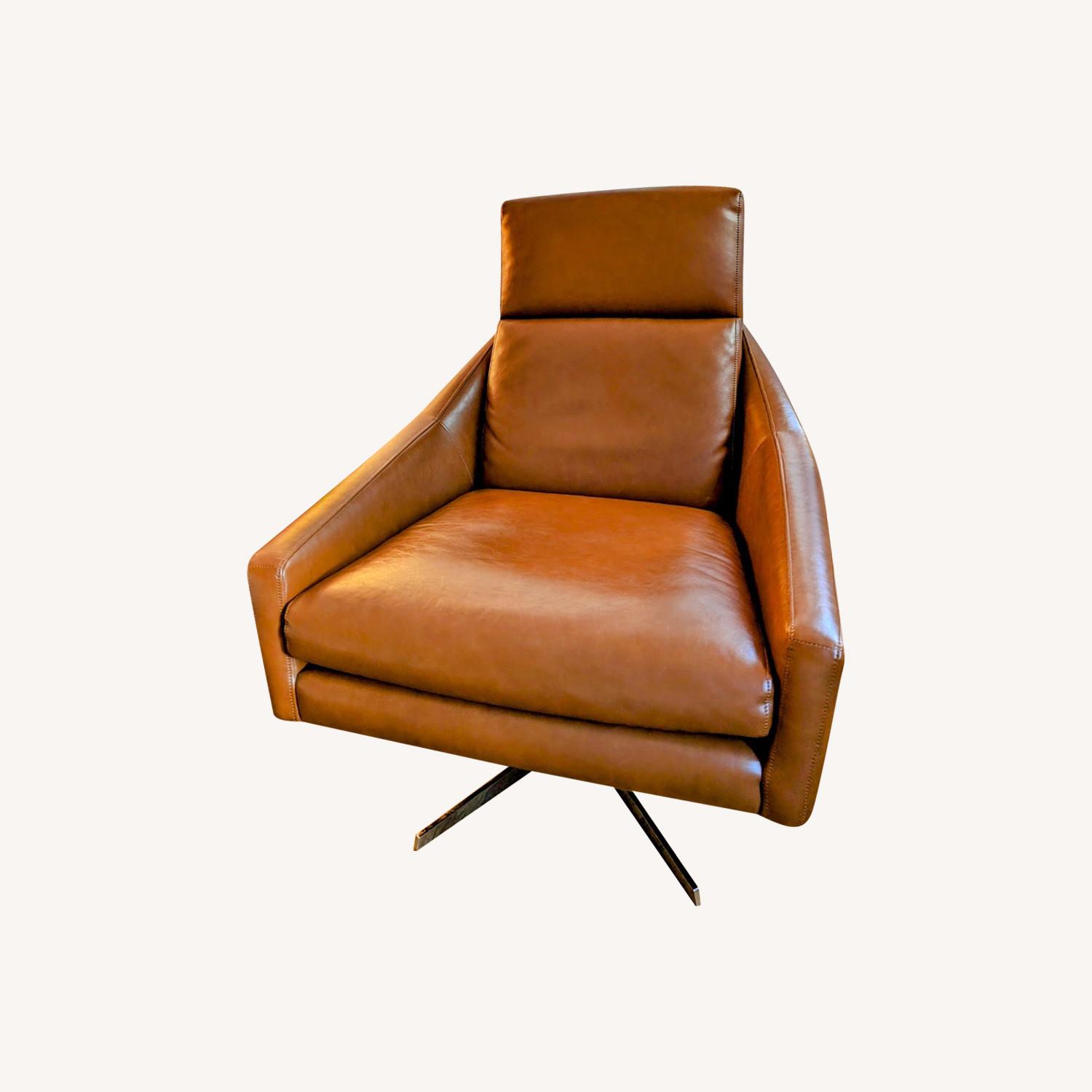 West Elm Austin Leather Swivel Armchair - image-0