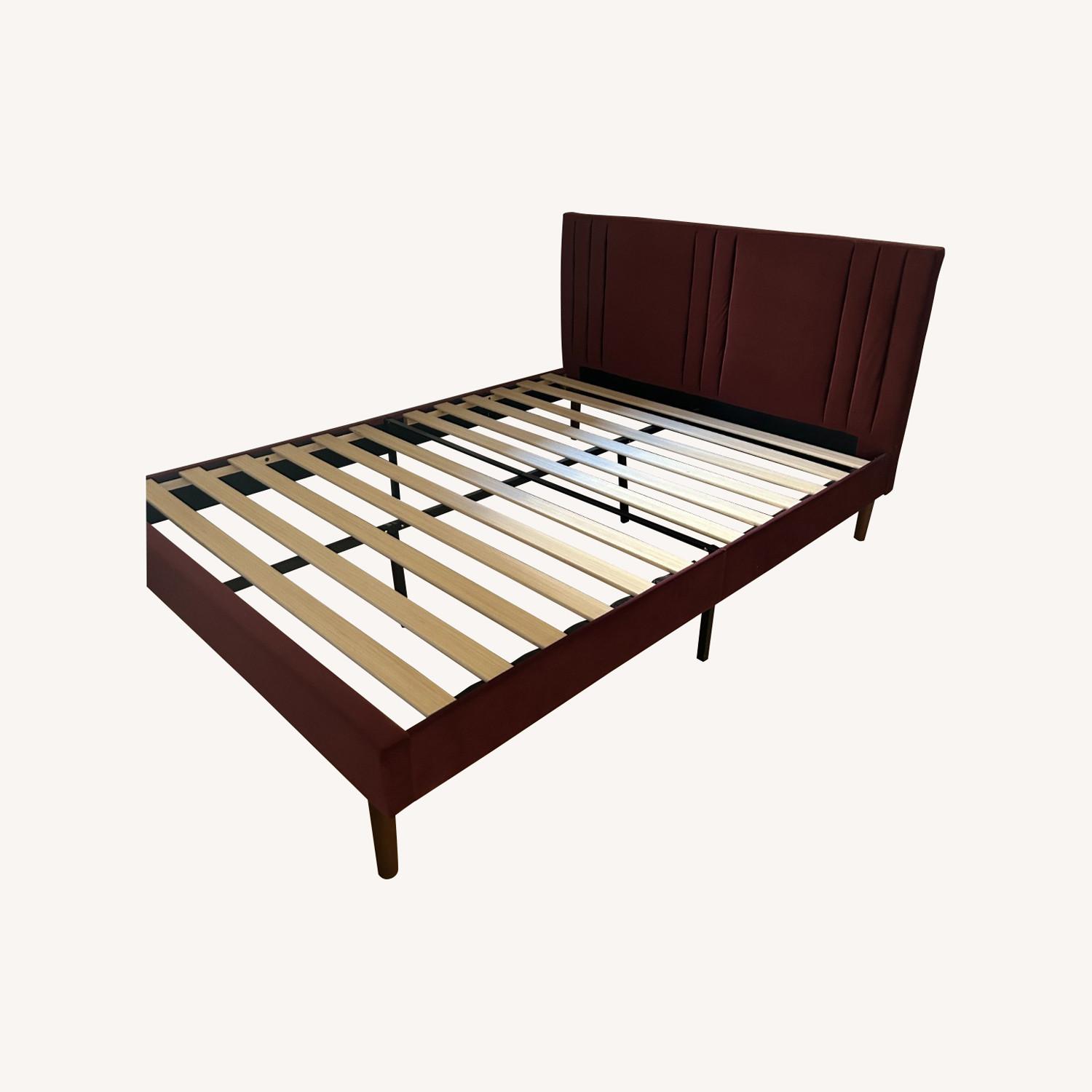 Wayfair Burgundy Velvet Queen Upholstered Platform Bed AptDeco
