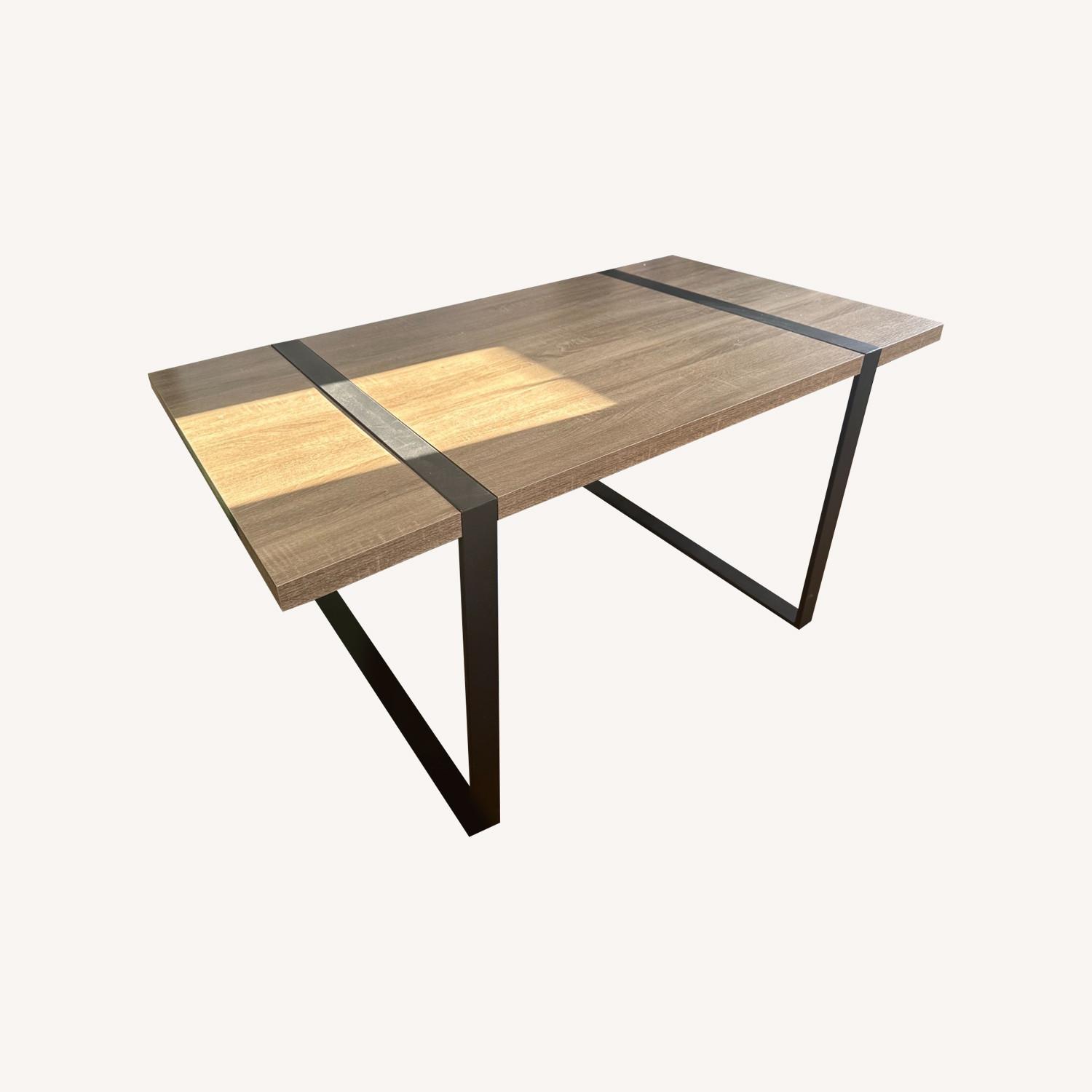 Mid-Century Wood/Metal Industrial Dining Table - image-0