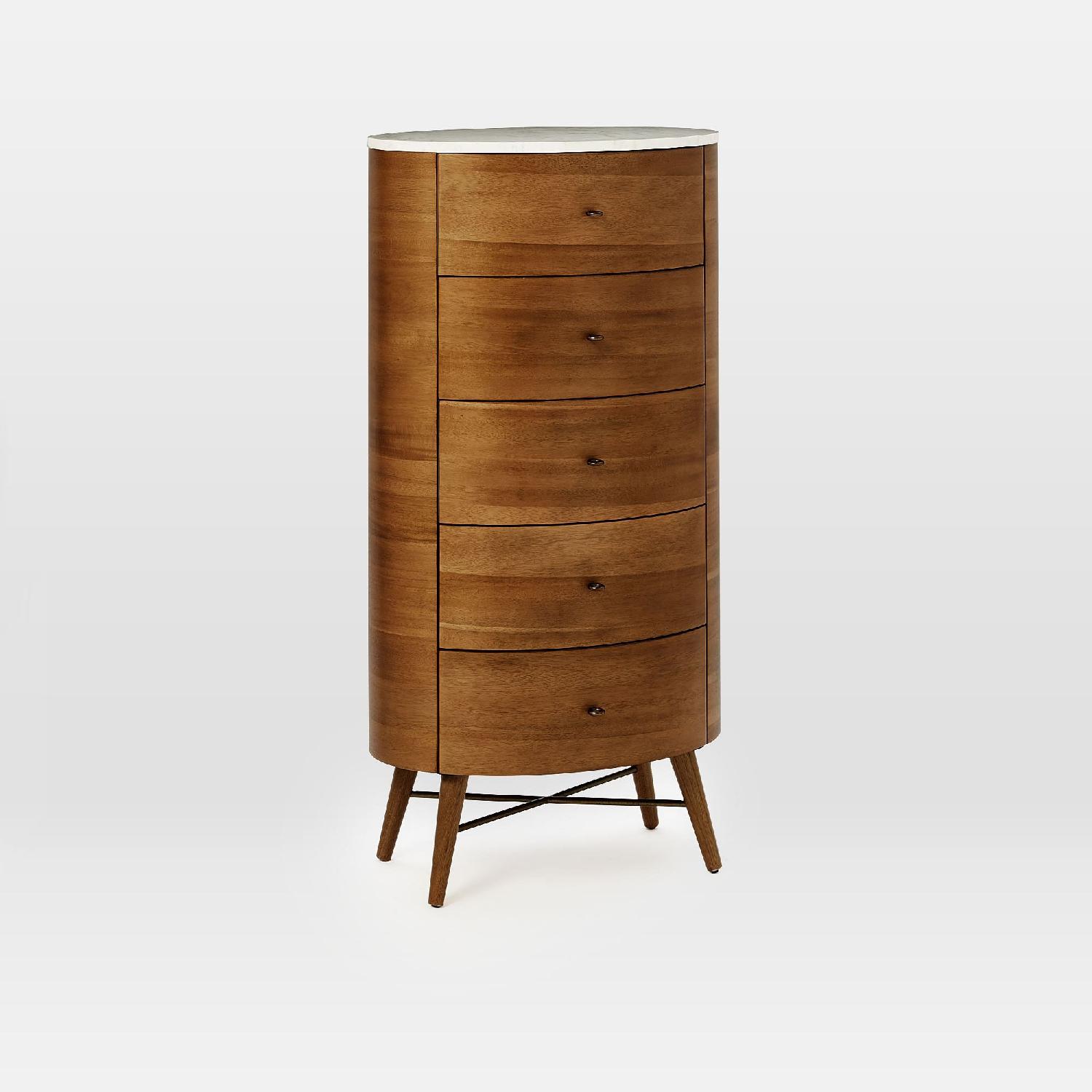 West Elm Penelope Tall Boy Narrow Dresser Marble - image-10