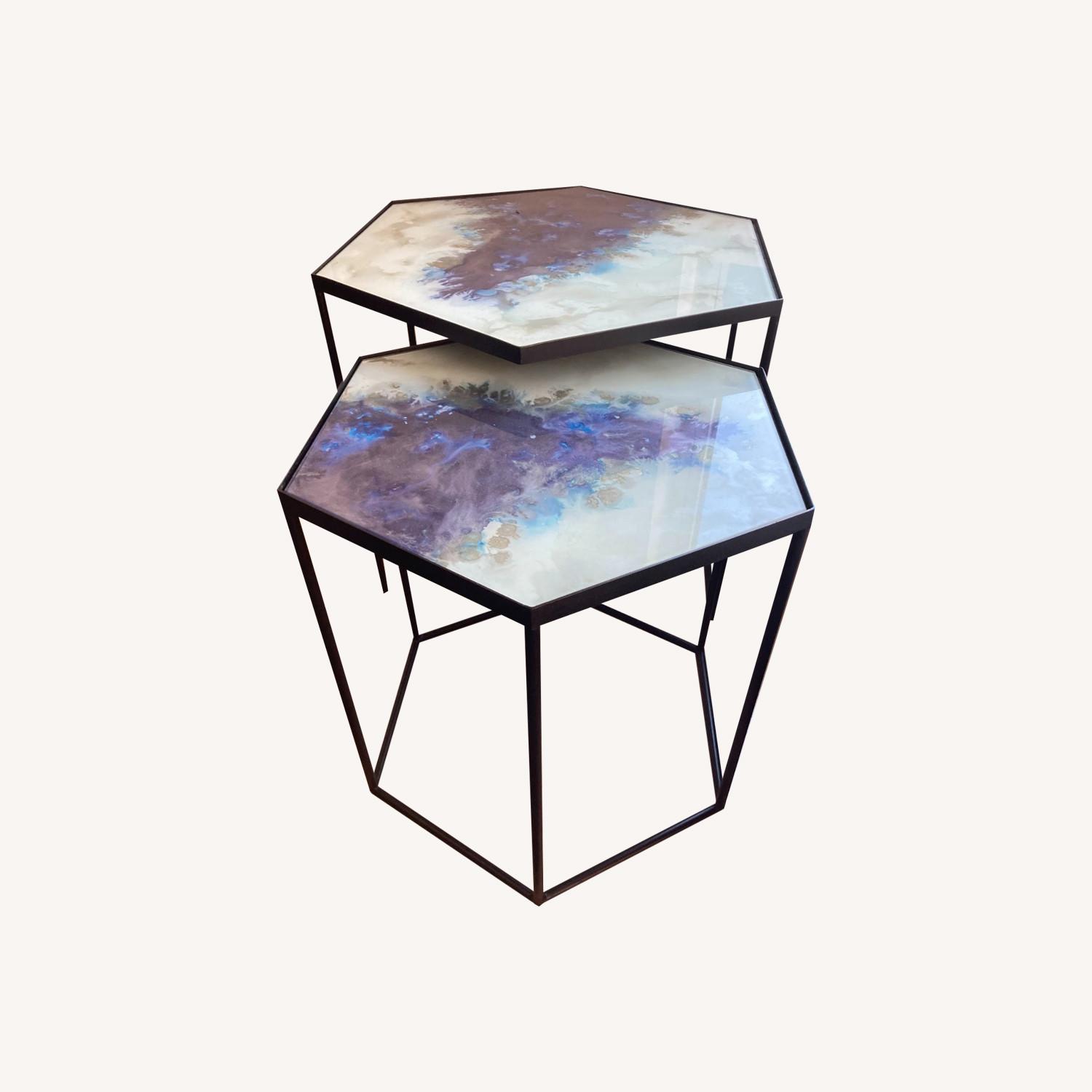 Reflect 2-Piece Hexagon Nesting Table Set Blue - image-0