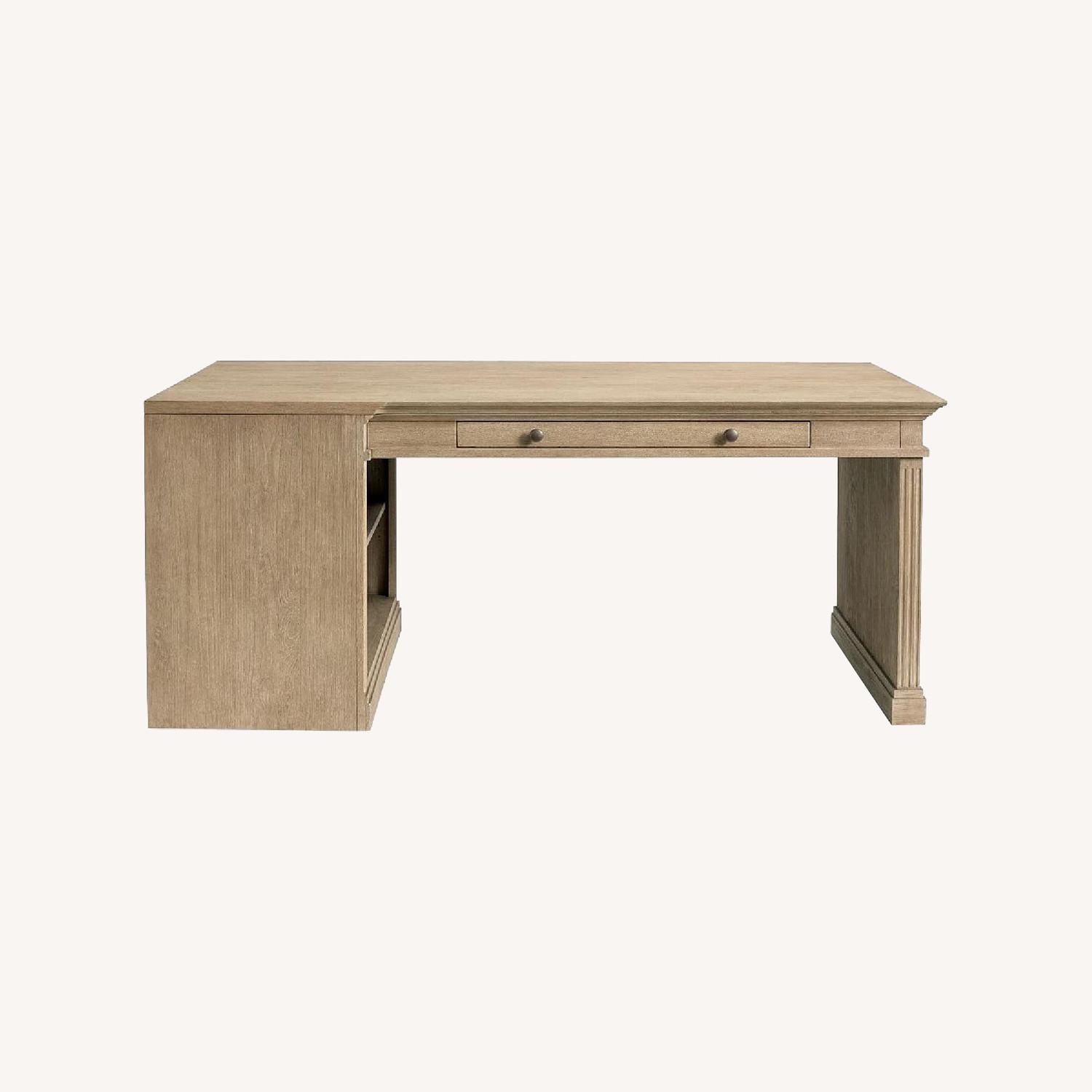 Pottery Barn Livingston Peninsula Desk Gray Wash - image-0