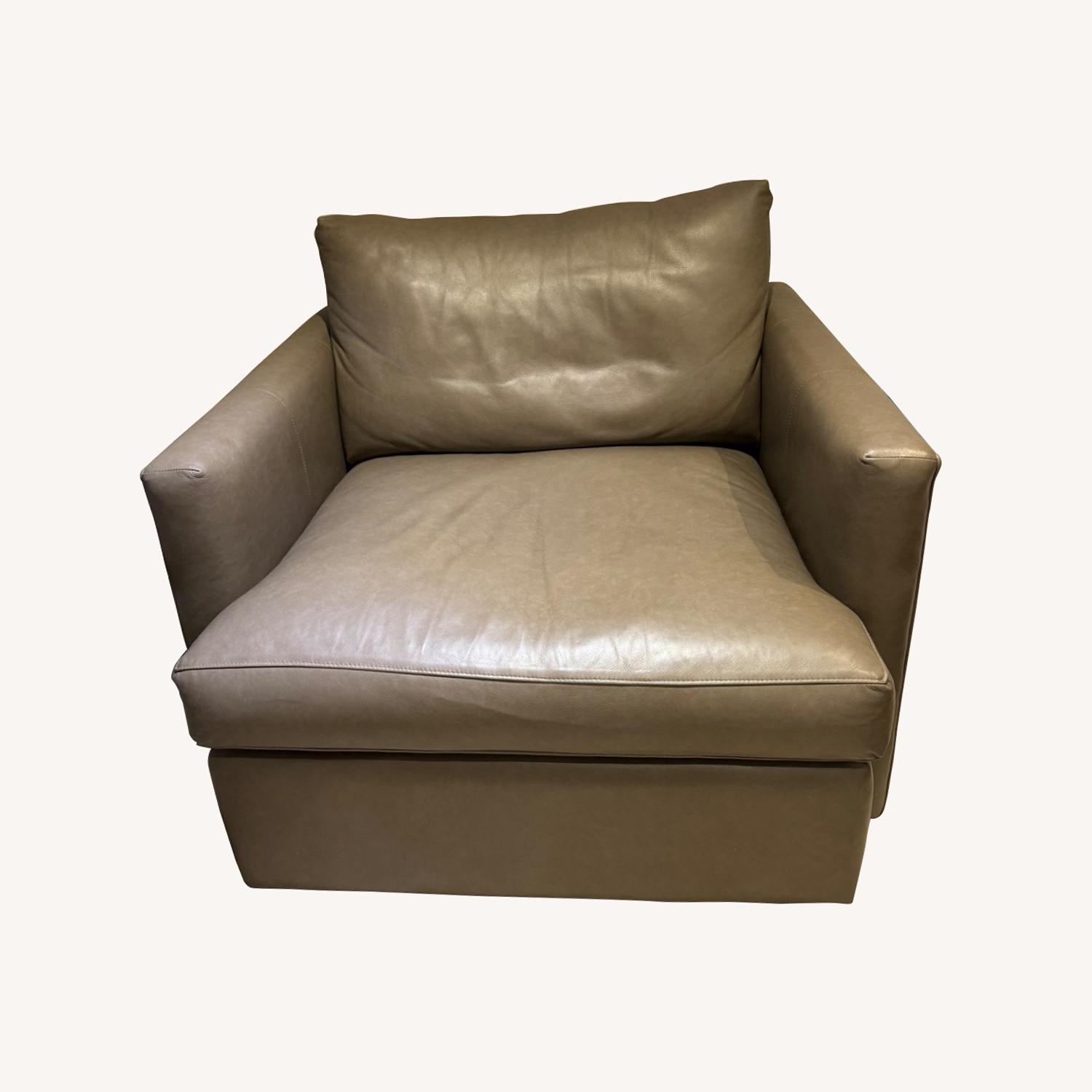 Crate Barrel Lounge Leather Swivel Chair
