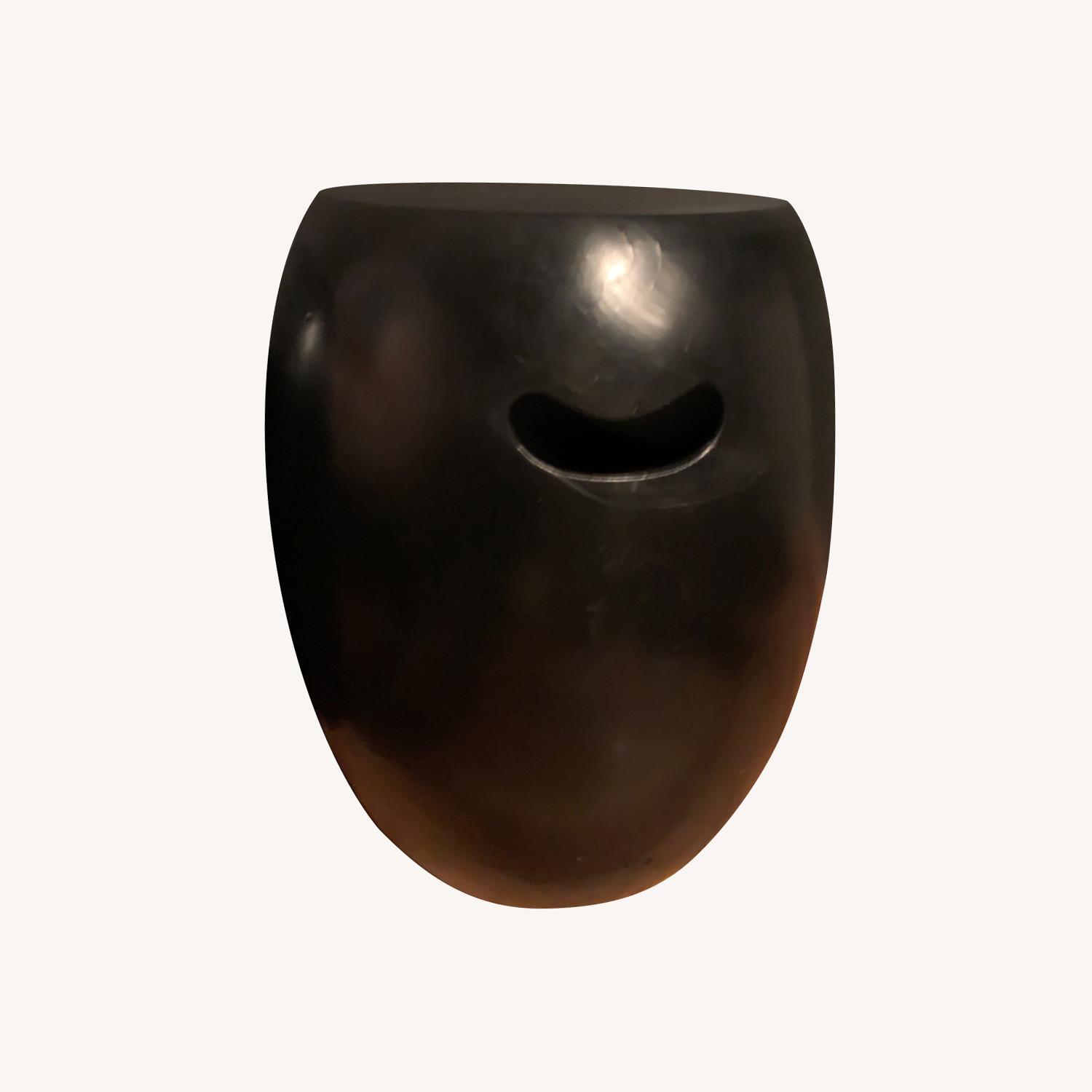 Black Lacquer Wood Drum Side Tables - image-0