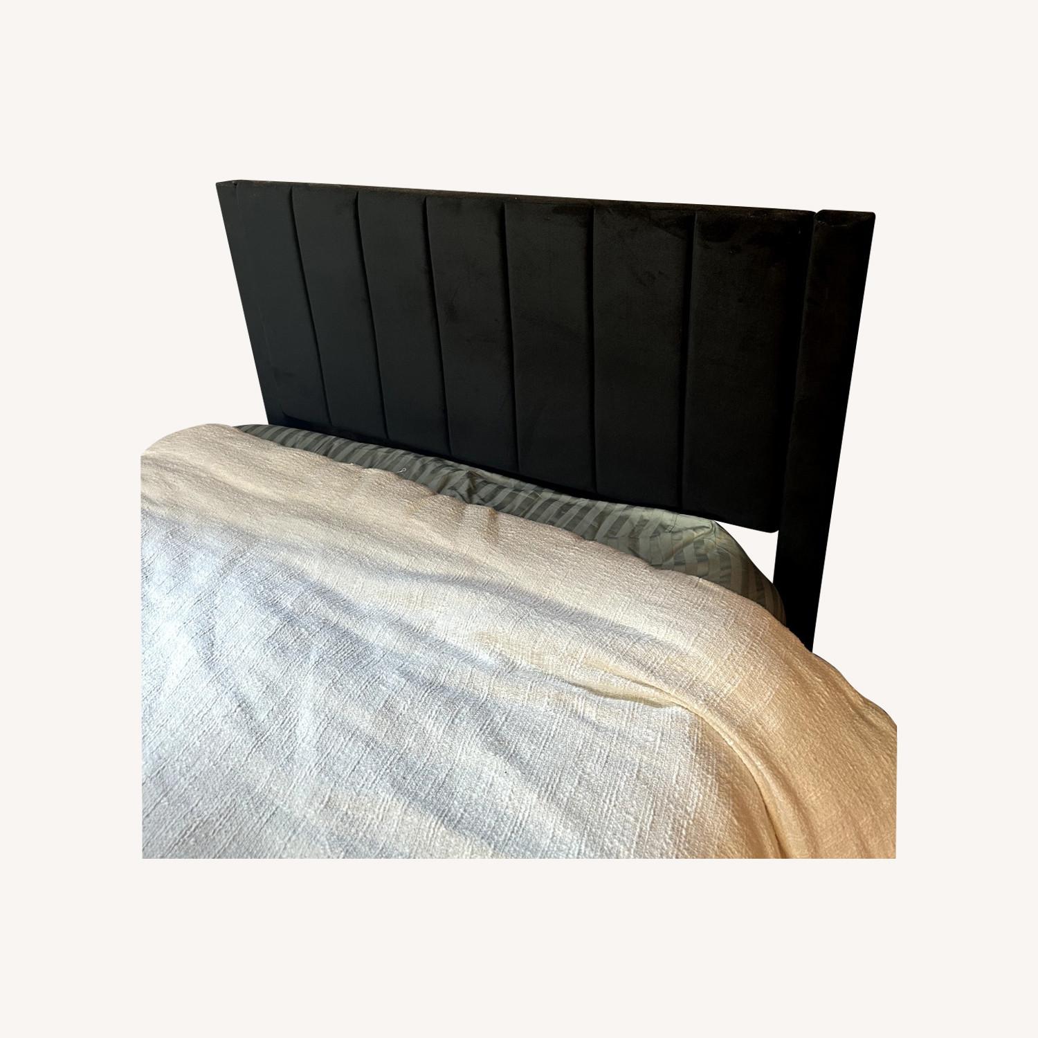 Velvet Black Tufted Headboard and Frame AptDeco