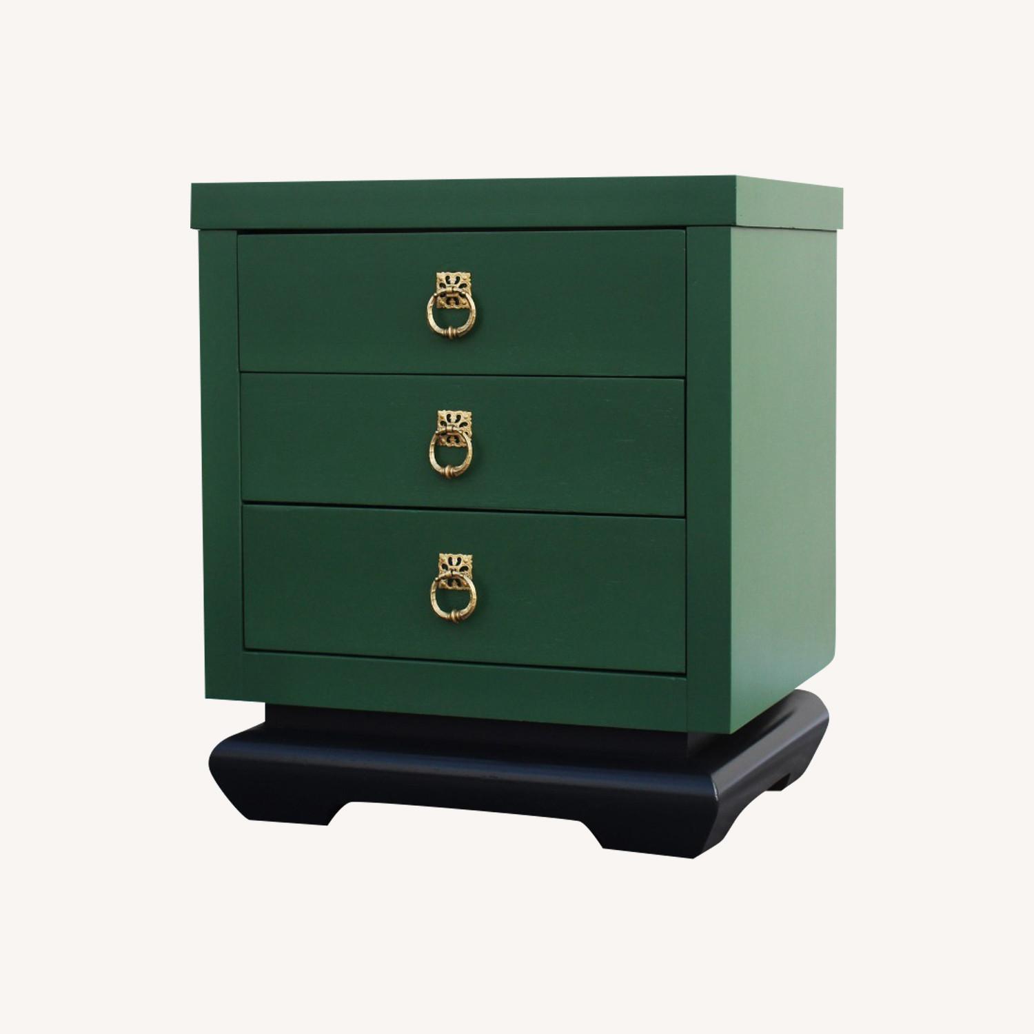 1960s Pair of Asian Style Green Nightstands - image-5