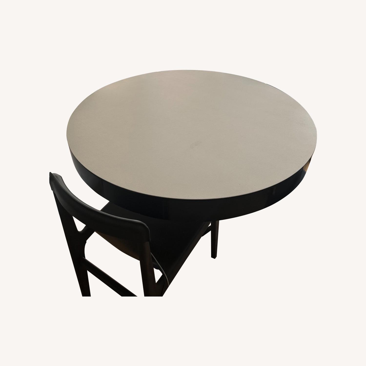 CB2 Maude Leather Pedestal Game Table - image-0