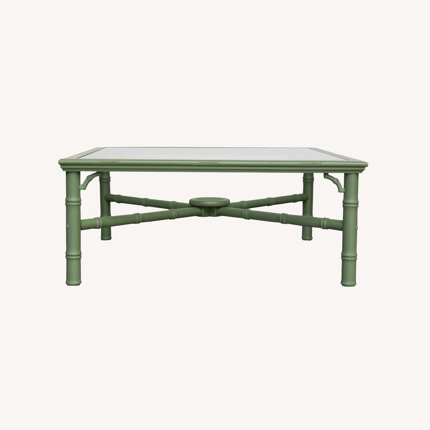 Faux Bamboo Green Coffee Table With Glass Top - image-8