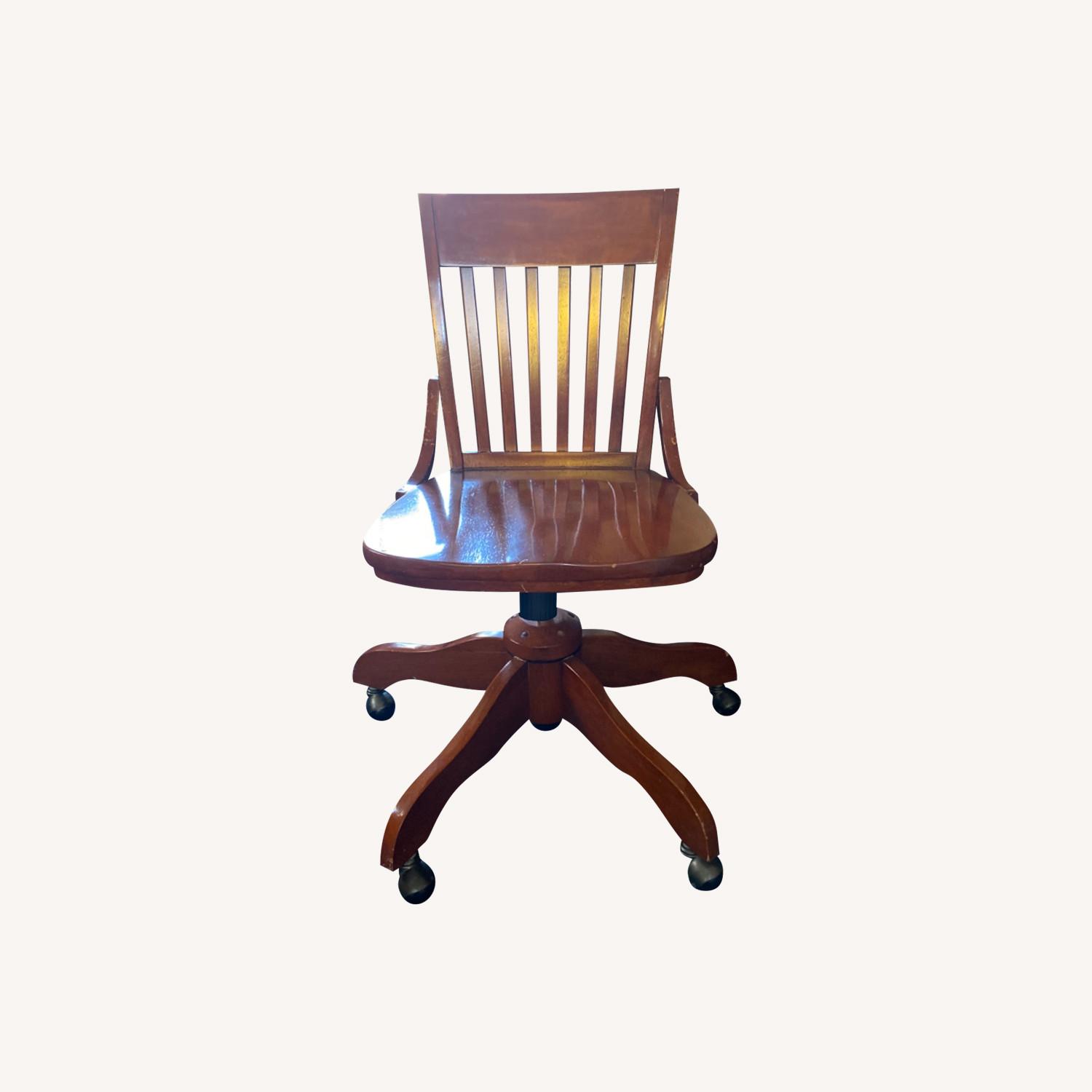 Walnut Wood Rolling Desk Chair  - image-0