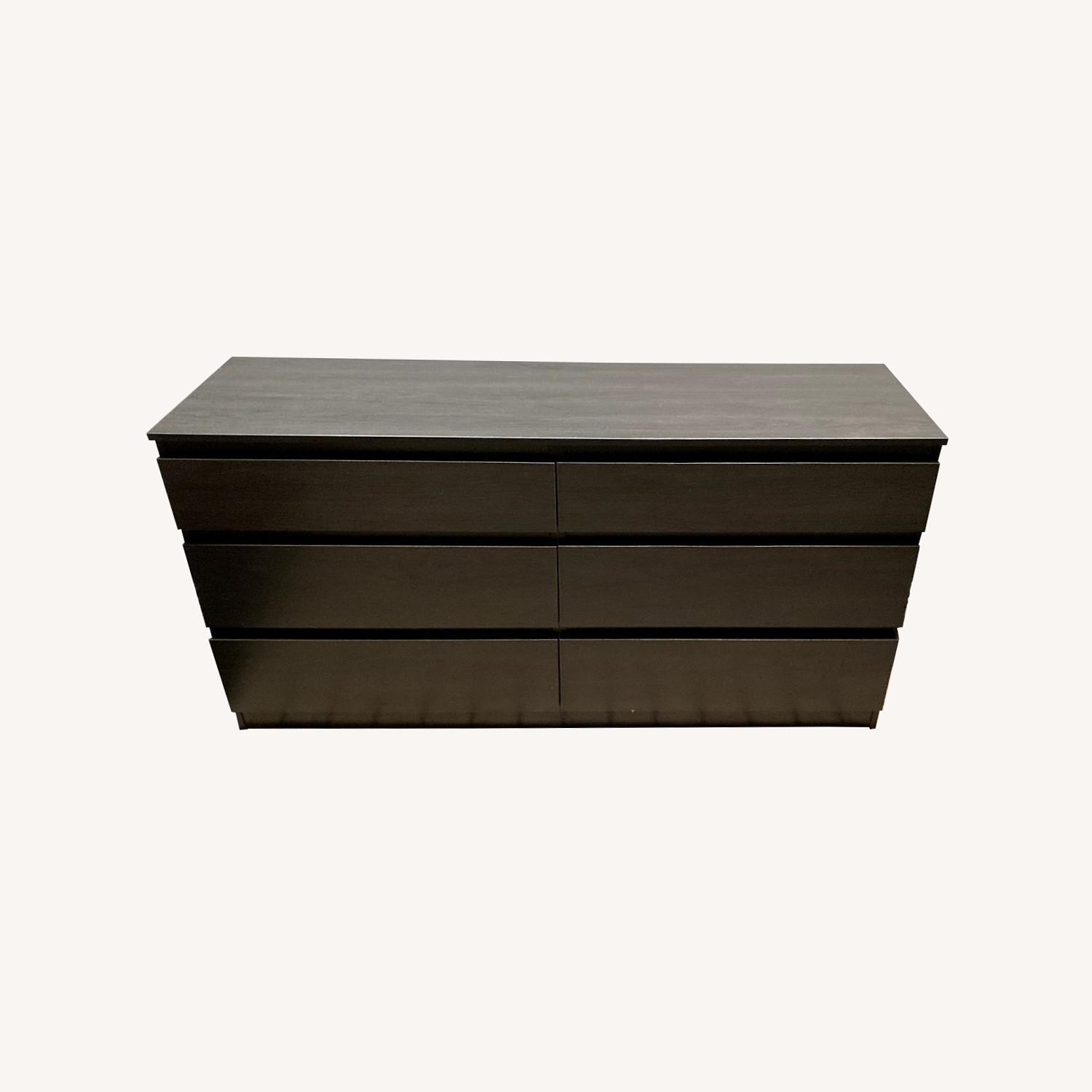 IKEA 6 Drawer Malm Dresser in Black - image-0