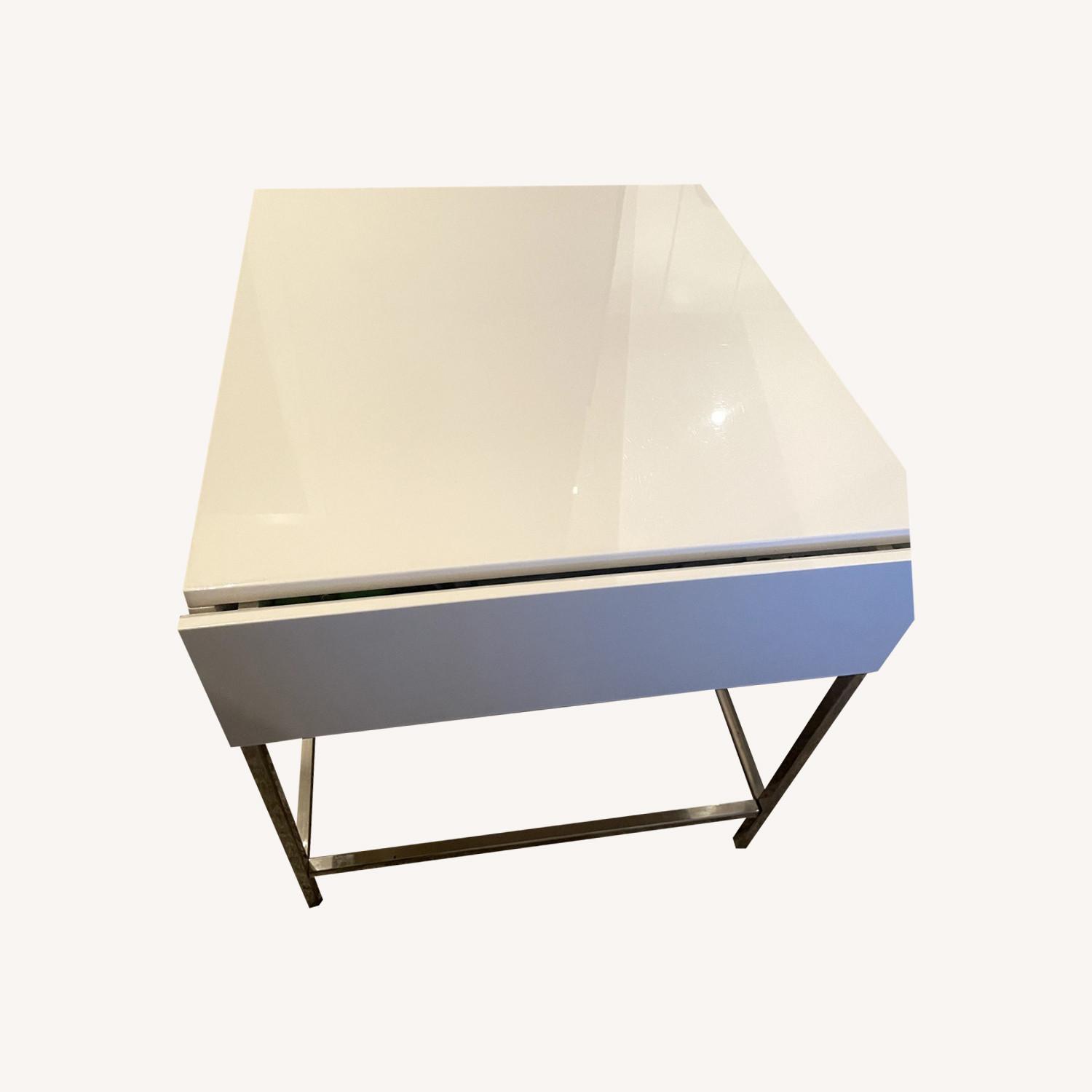 West Elm White Lacquer Side Table with Storage - image-0