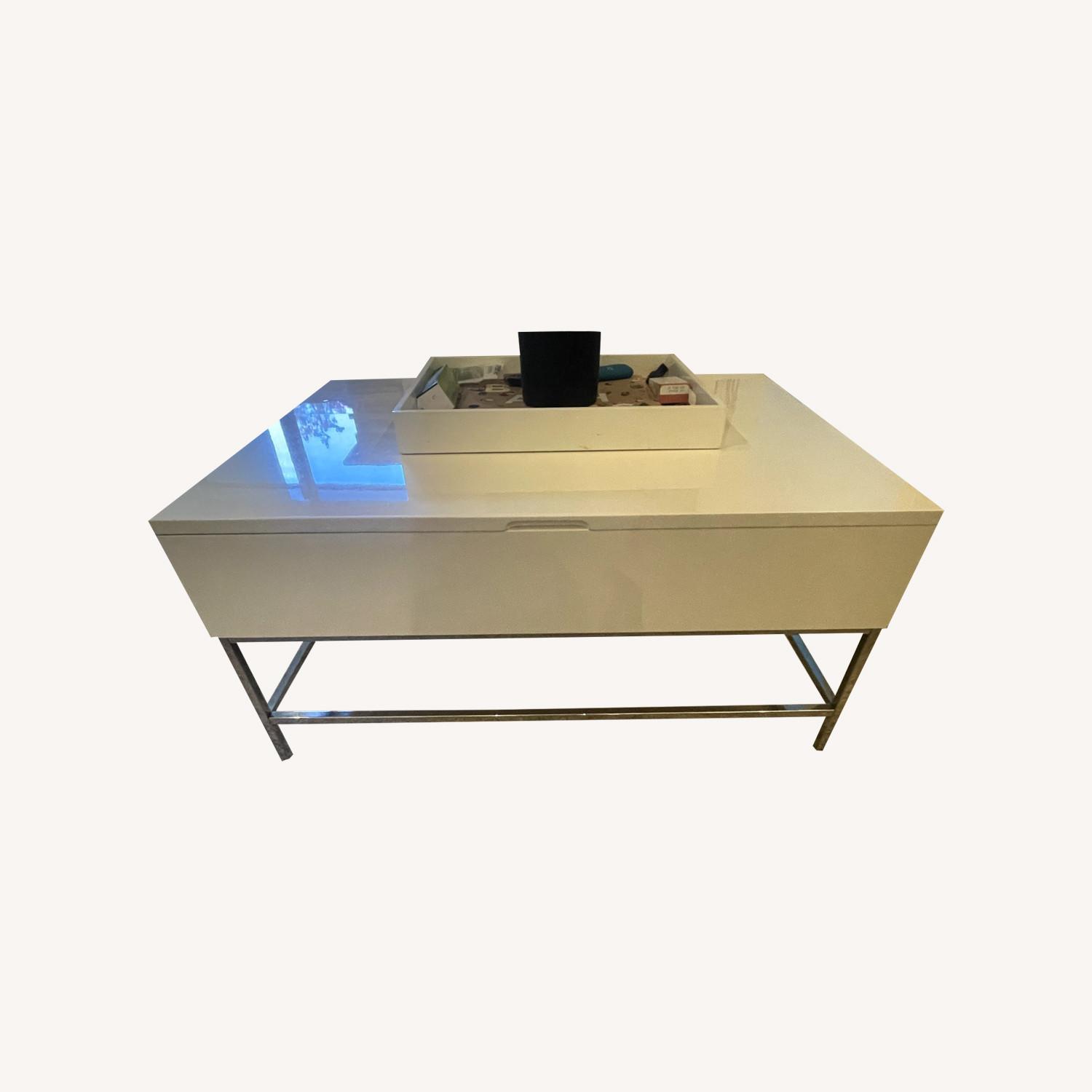 West Elm White Coffee Table with Storage - image-0