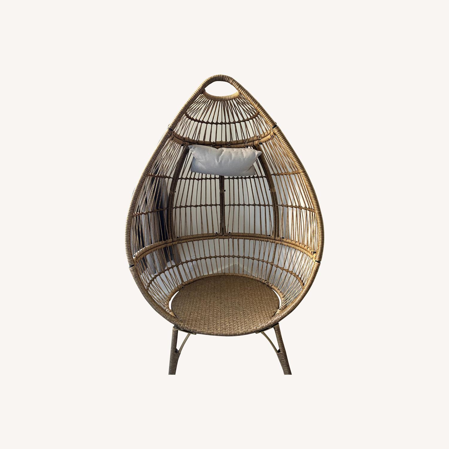Target Wicker Teardrop Egg Chair with Cushion - image-0