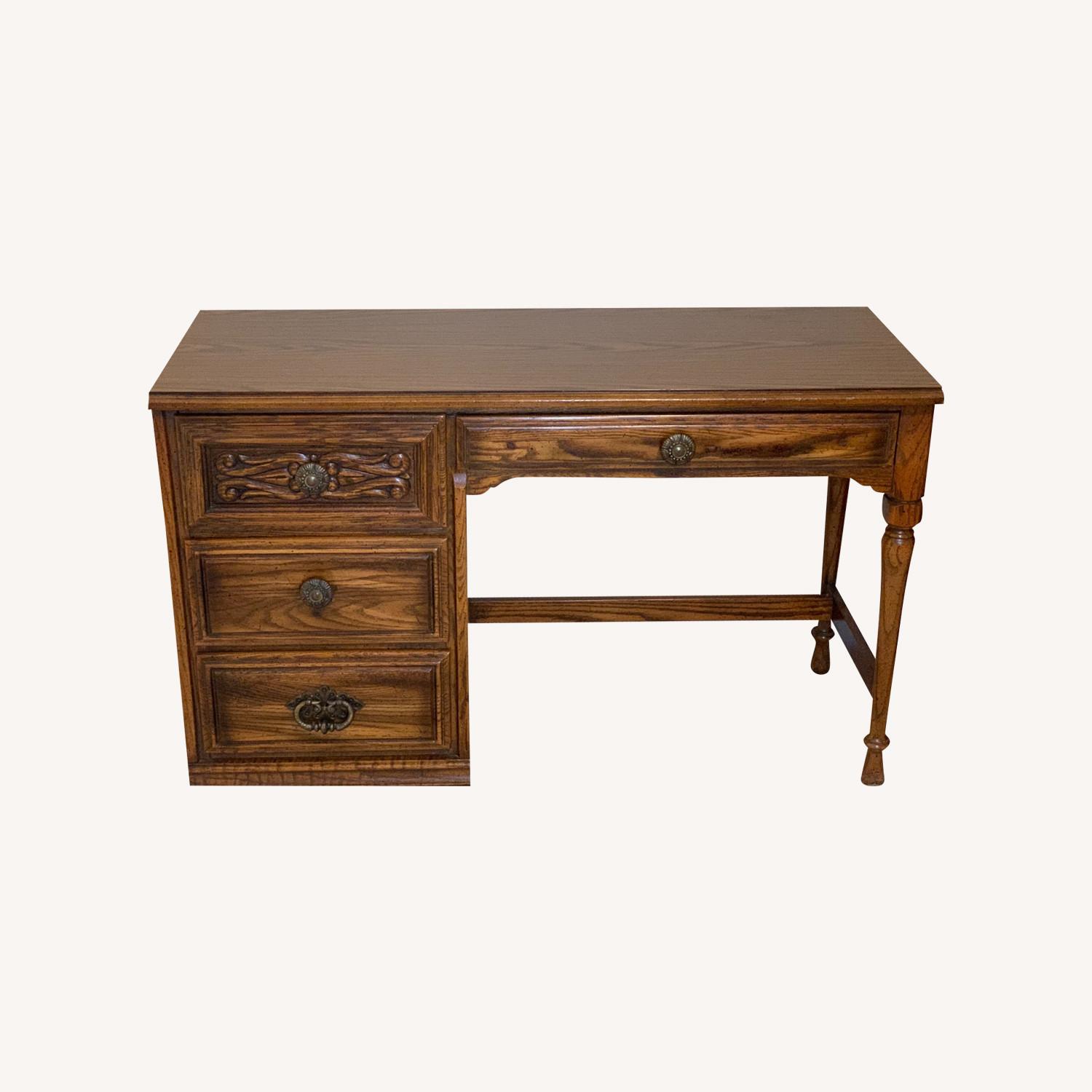 Vintage Solid Wood Desk & Chair - image-0