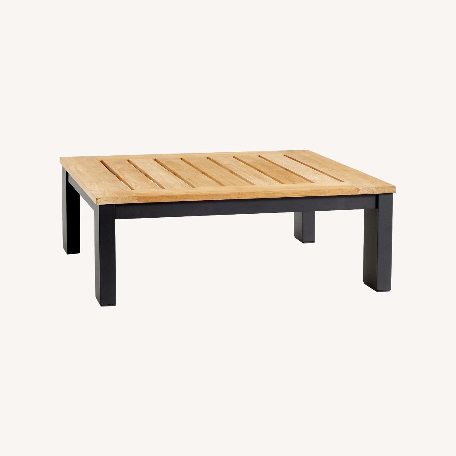 Malibu Metal & Teak Outdoor Coffee Table (45") - Thumbnail 3
