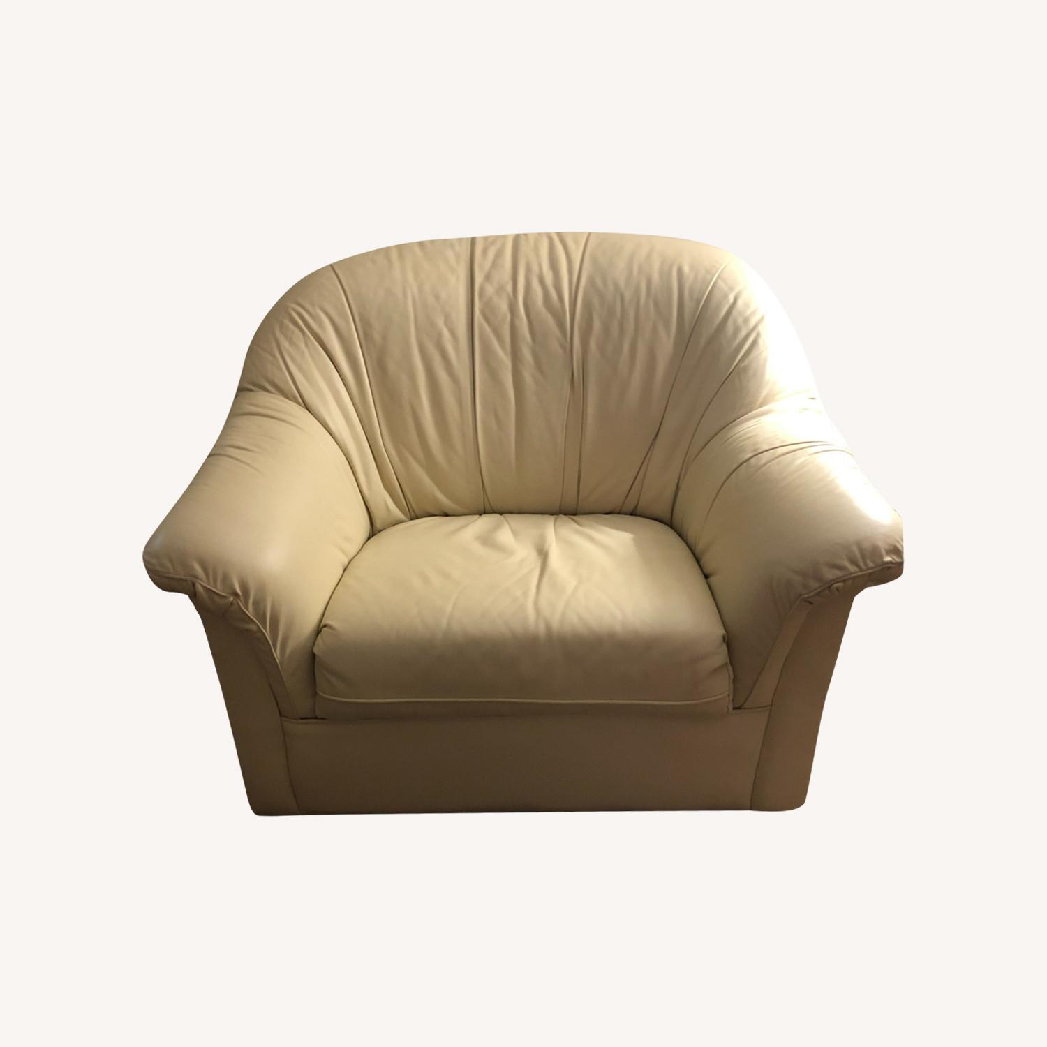 Off-White Leather Chair - image-0