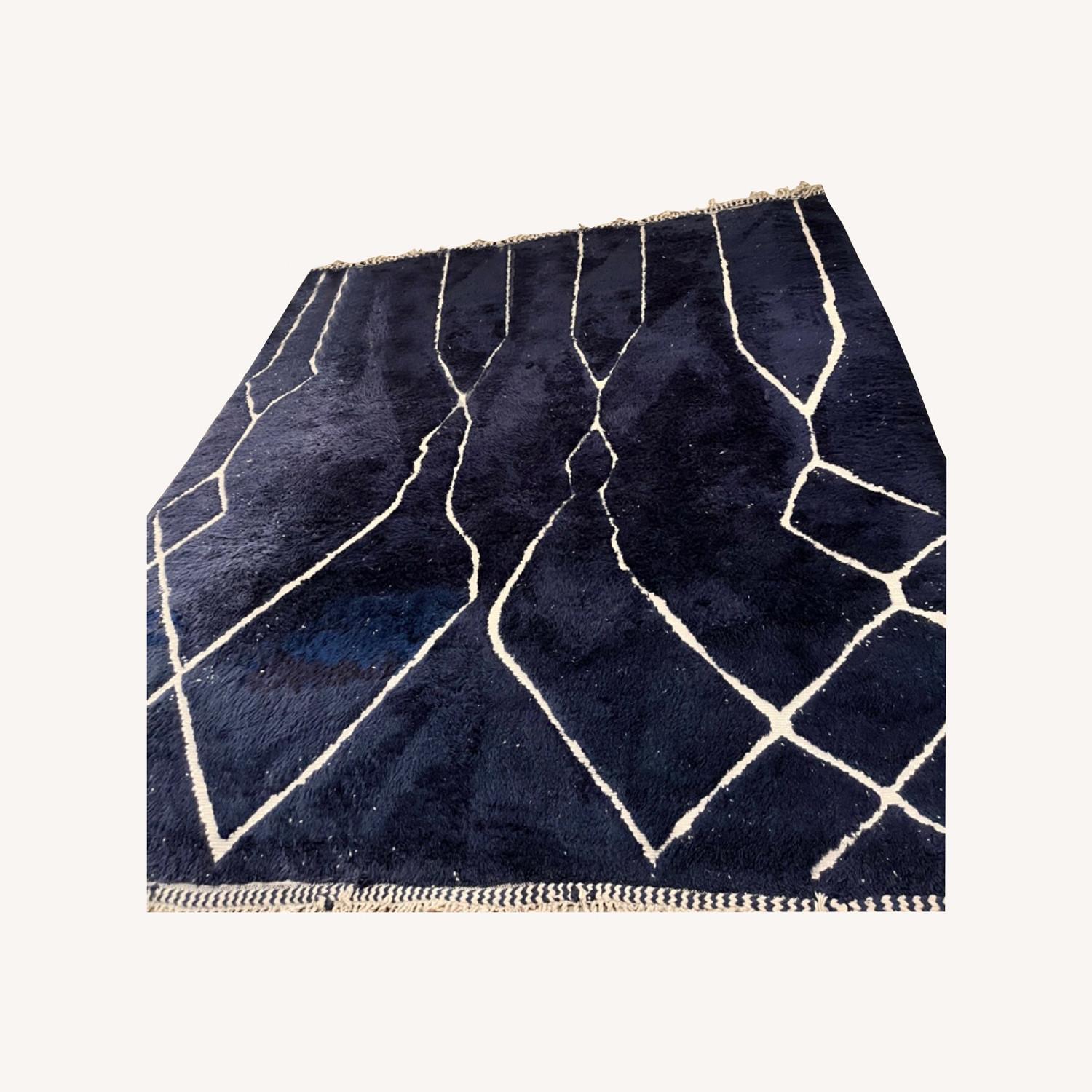 Navy Blue Beni Ourain Moroccan Rug - image-0