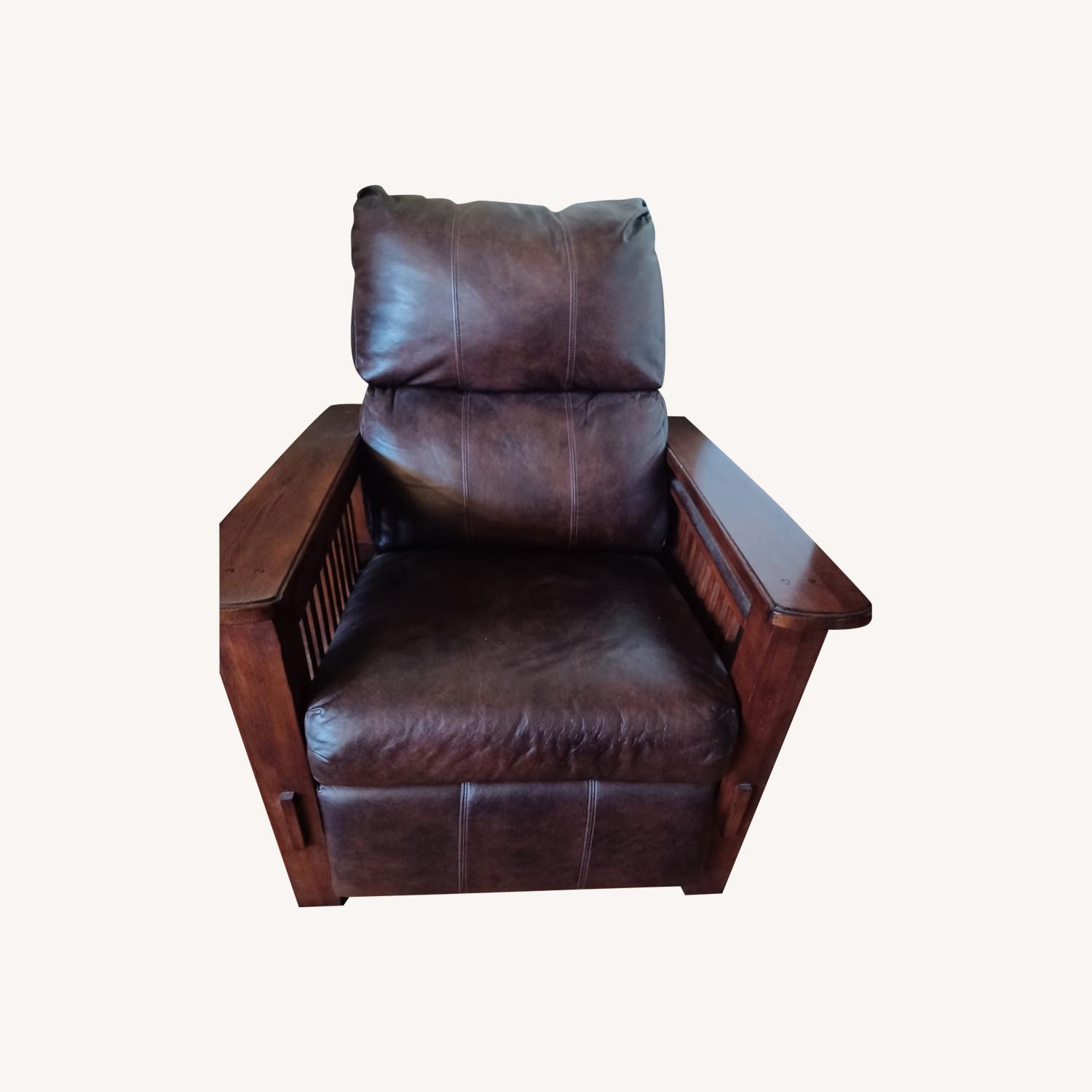 Mission Style Leather Recliner - image-0