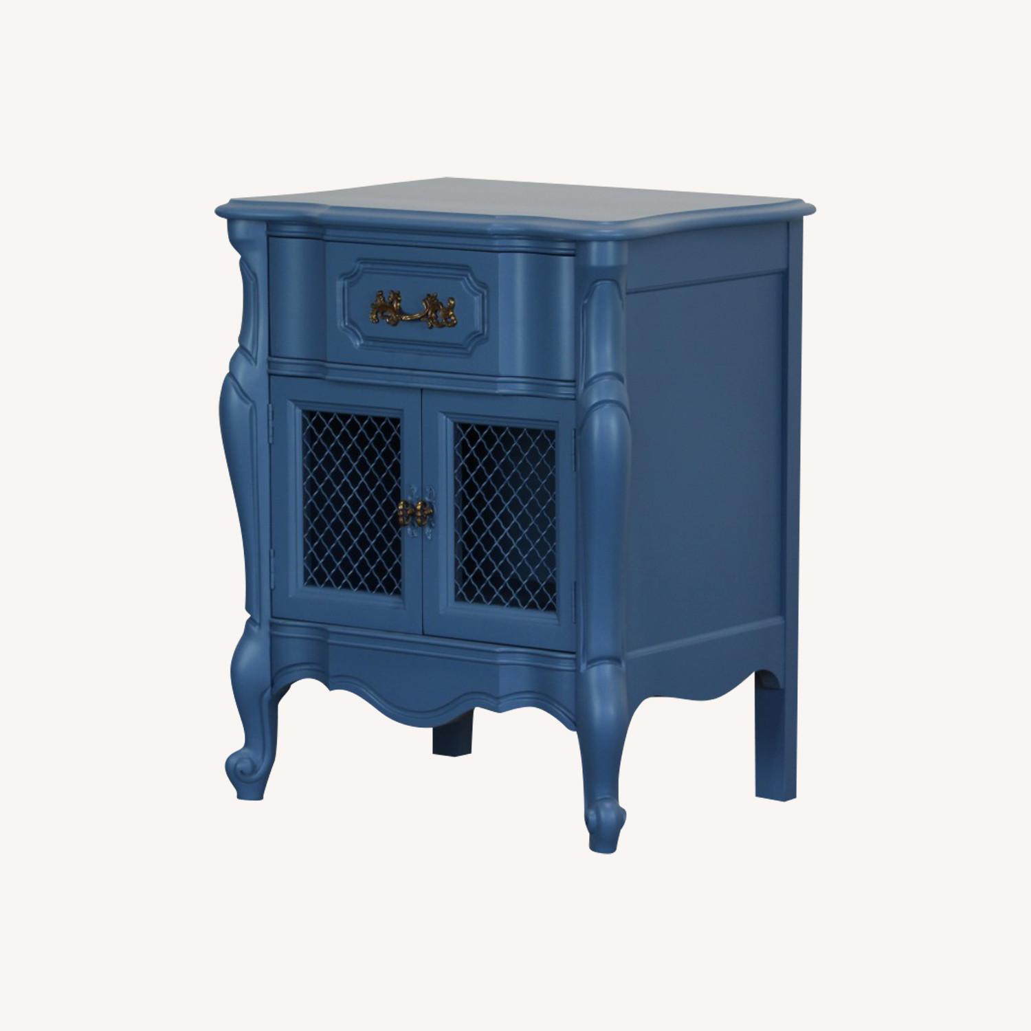 Vintage Pair of French Style Blue Nightstands - image-5