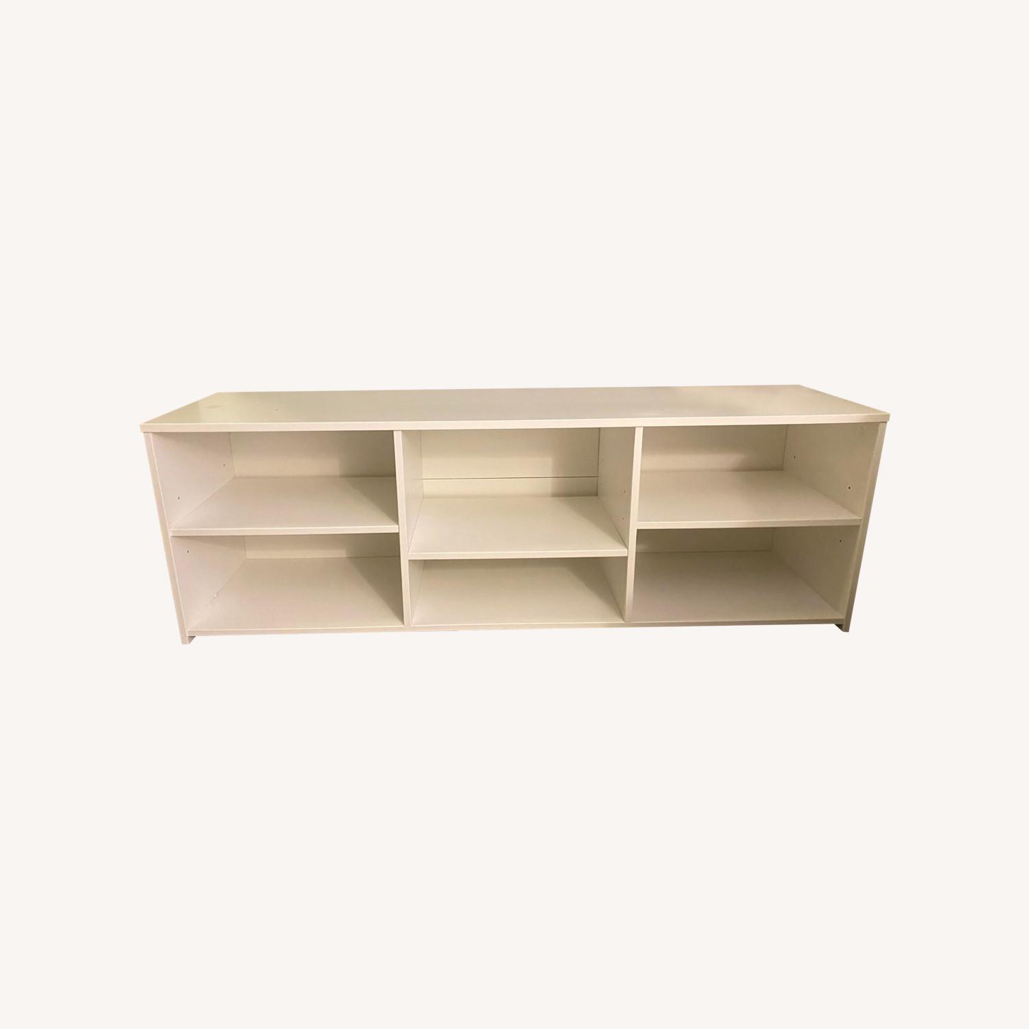 White Media Console Bookshelf - image-0