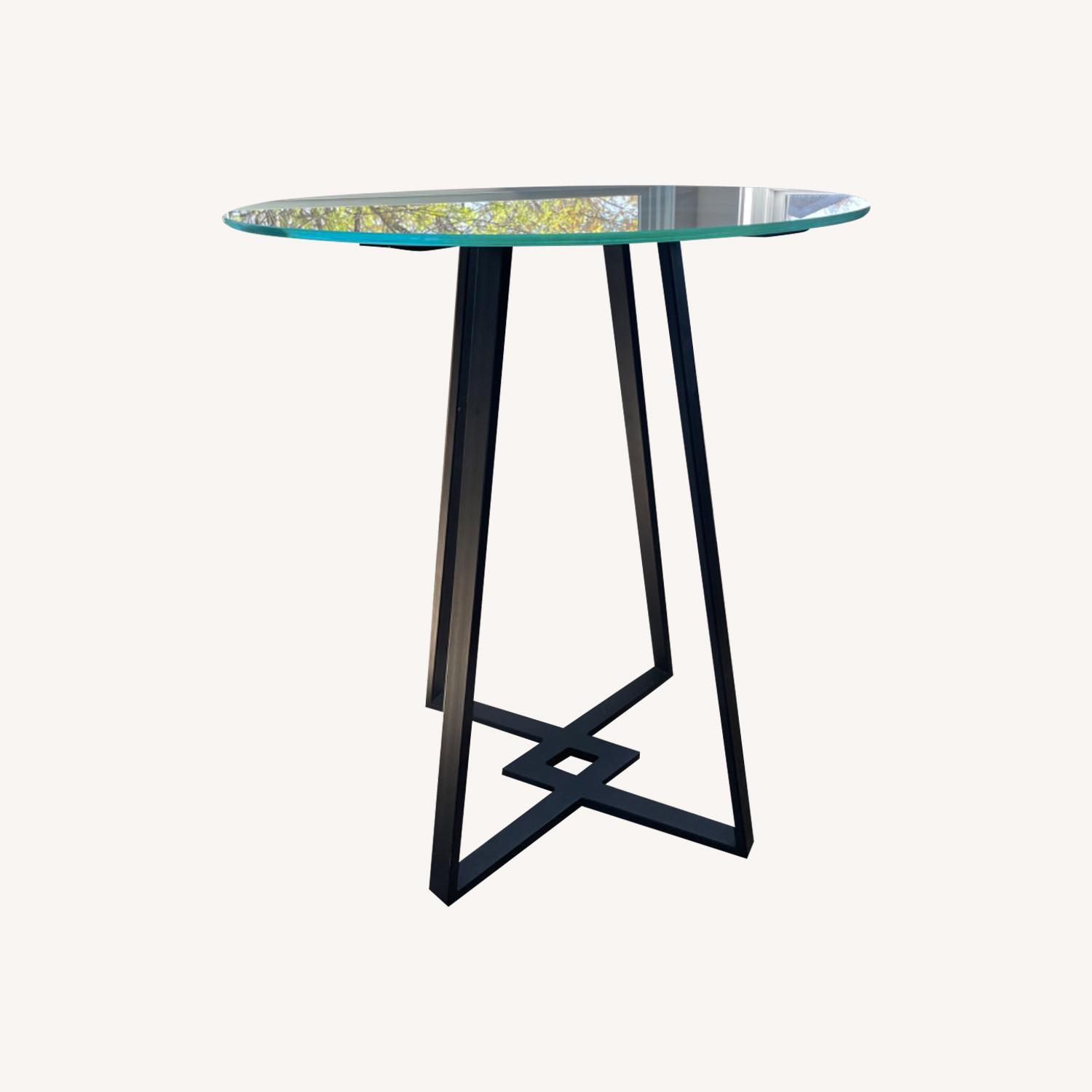 Amisco Dirk Round Glass Dining Table with 4 Chairs - image-0