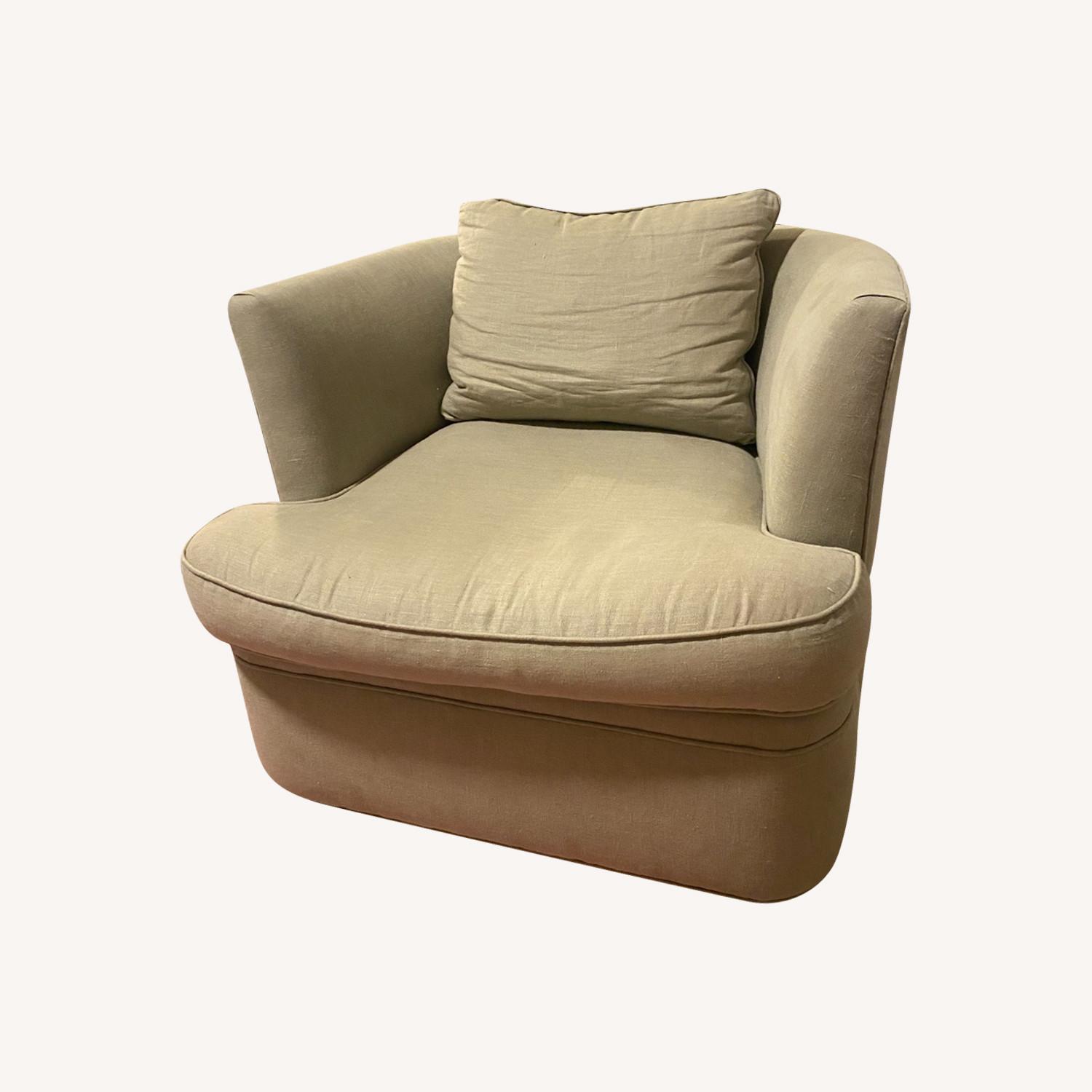 Sage Green Custom Built Swivel Accent Chair - image-0