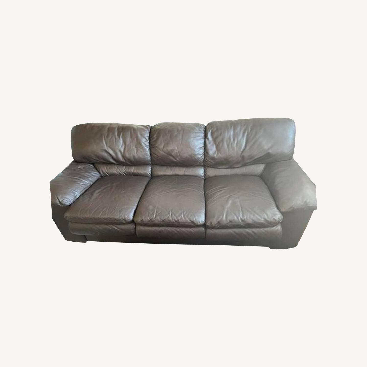 Three Seater Leather Sofa - image-0