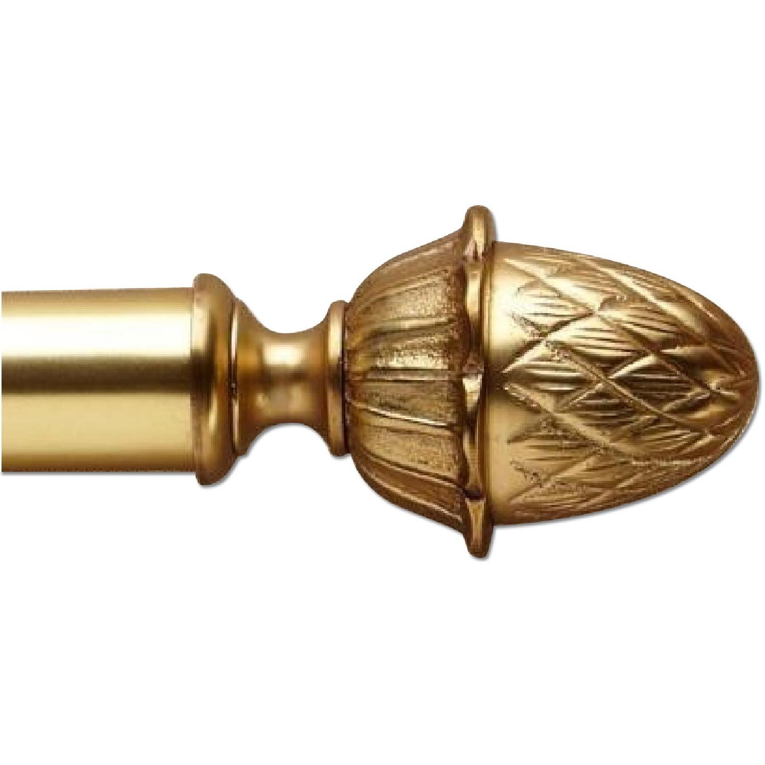 Country Curtains Becket Rods w/ Brackets & Pineapple Finials in Brass