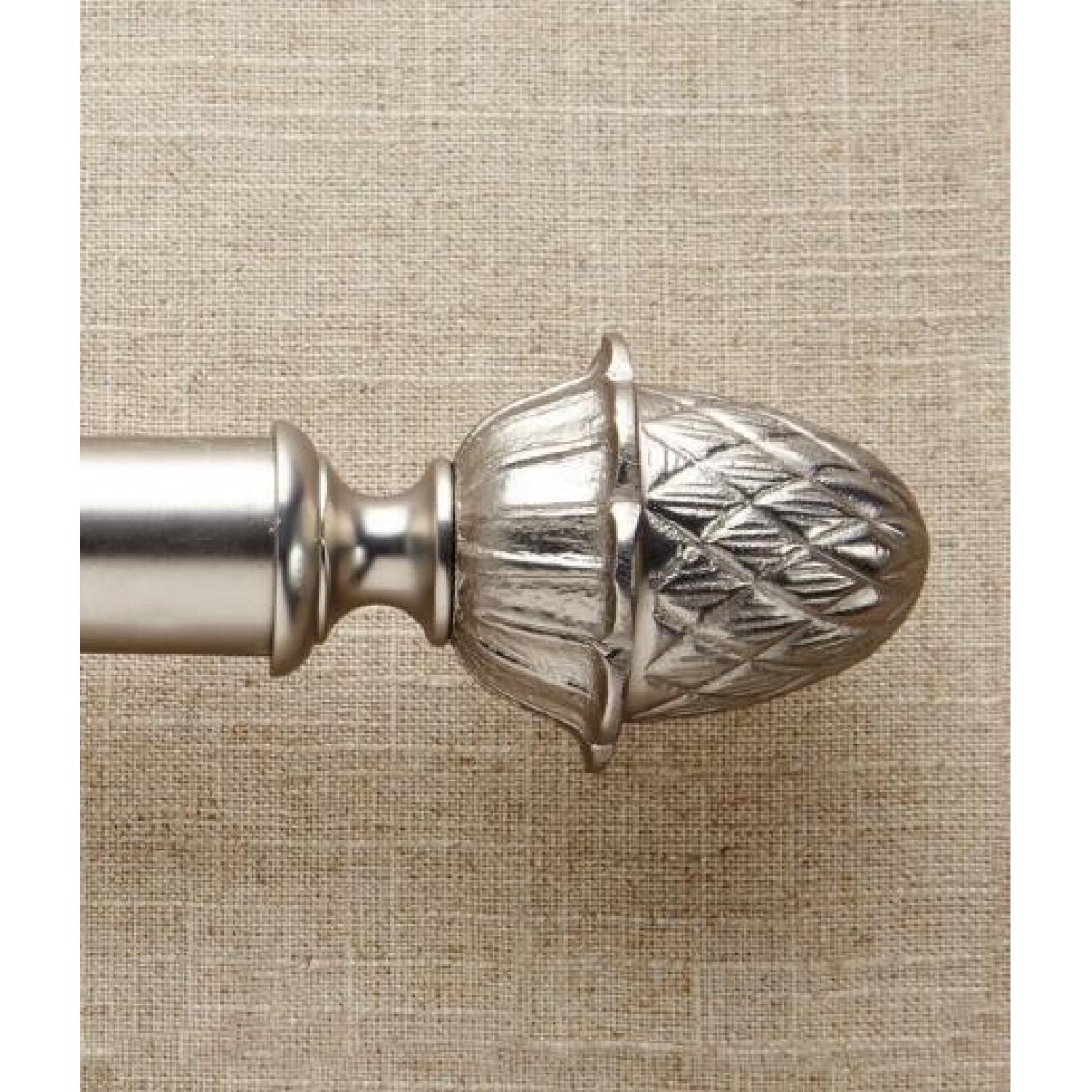 Country Curtains Becket Rods w/ Brackets & Pineapple Finials in Nickel - image-1