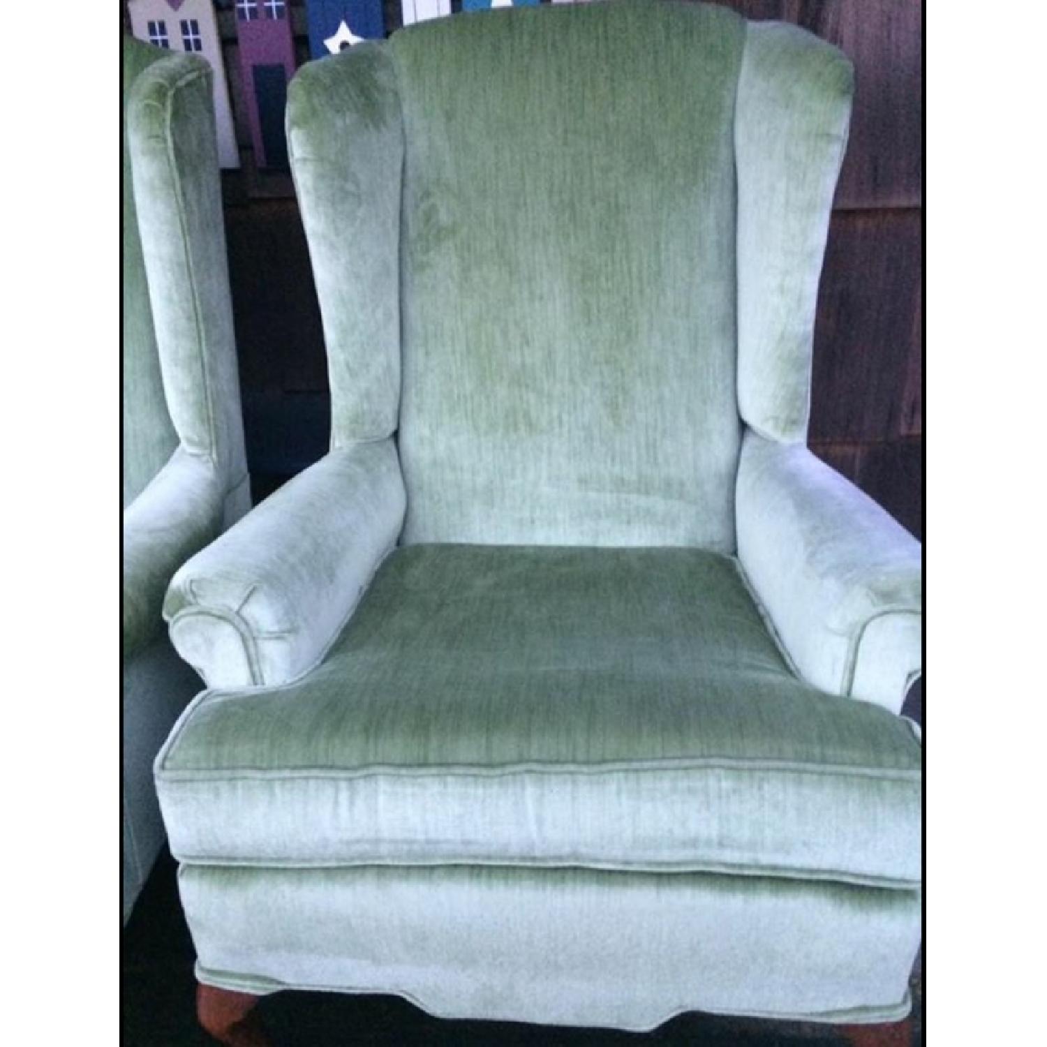 Green Velvet Wingback Chairs - image-3