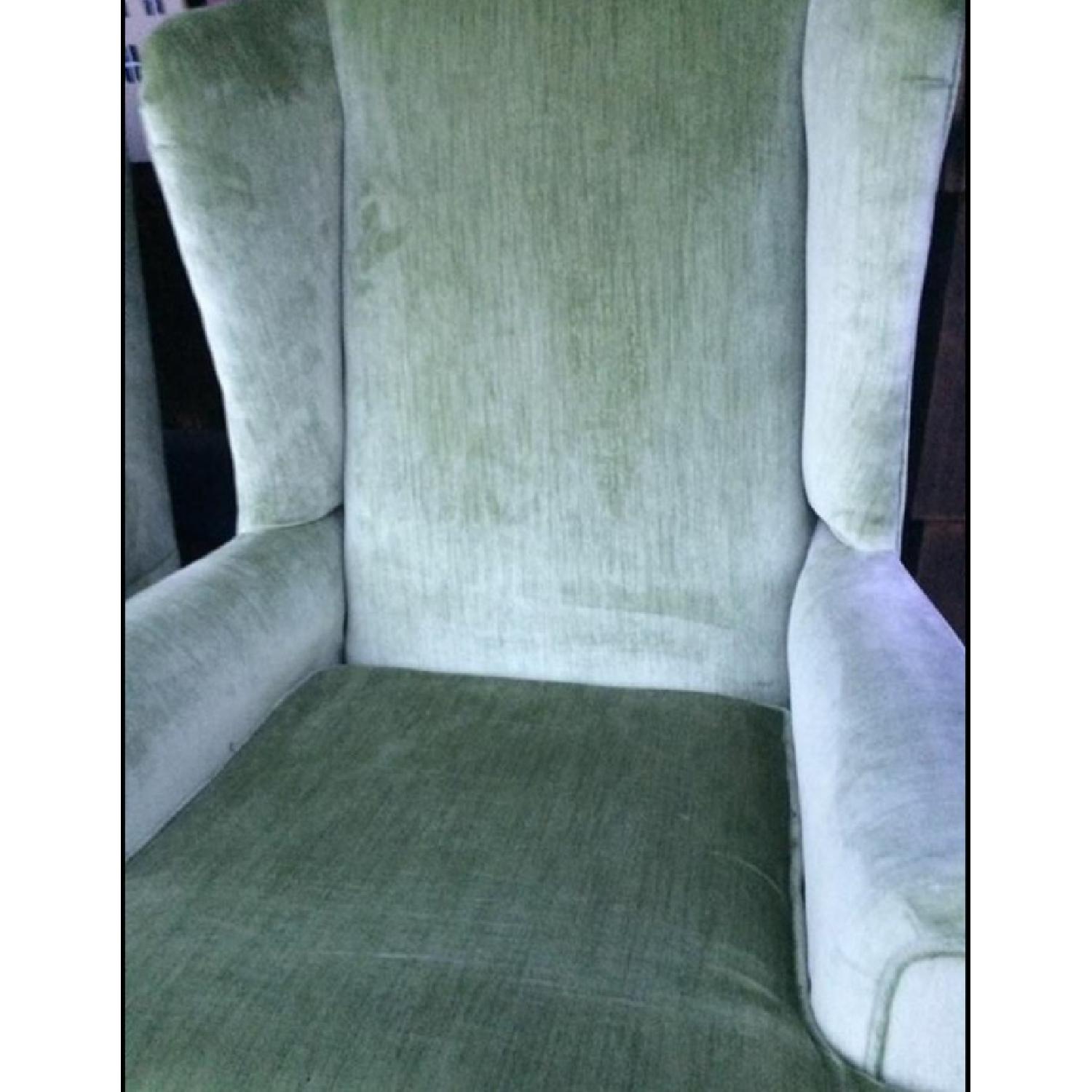 Green Velvet Wingback Chairs - image-4