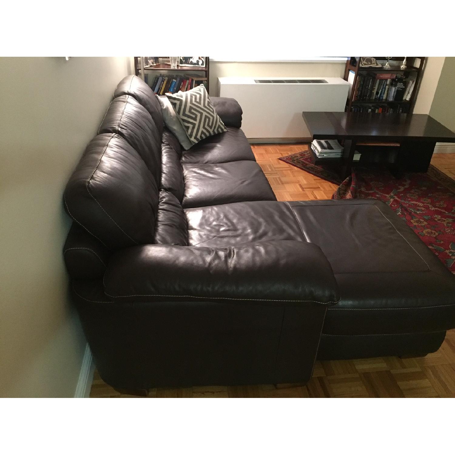 Raymour & Flanigan Cindy Crawford Maglie Brown Leather Sectional - image-2