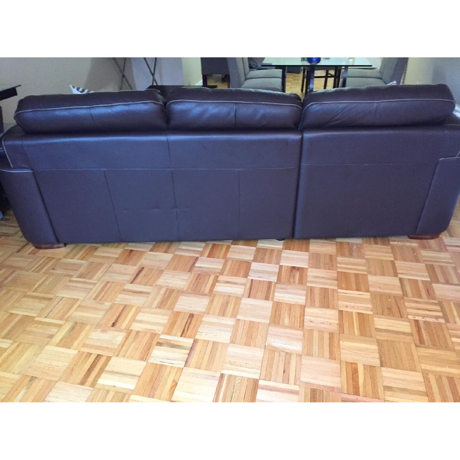 Raymour & Flanigan Cindy Crawford Maglie Brown Leather Sectional - image-3