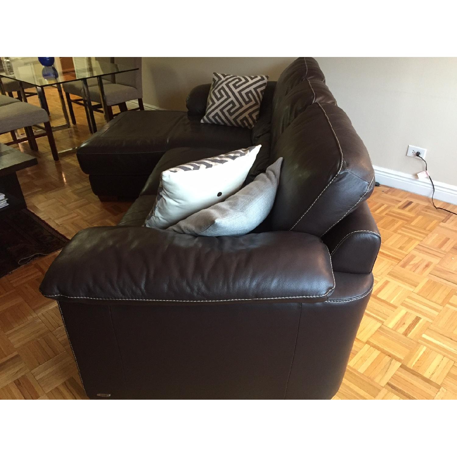 Raymour & Flanigan Cindy Crawford Maglie Brown Leather Sectional - image-4