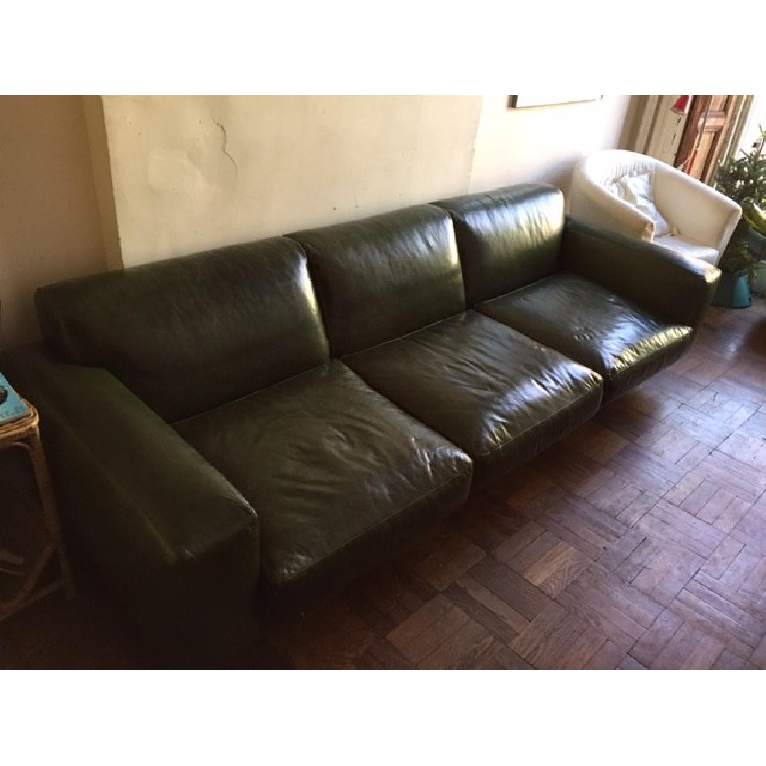 Michael Felix Flora Pine Green Leather Sofa - image-1