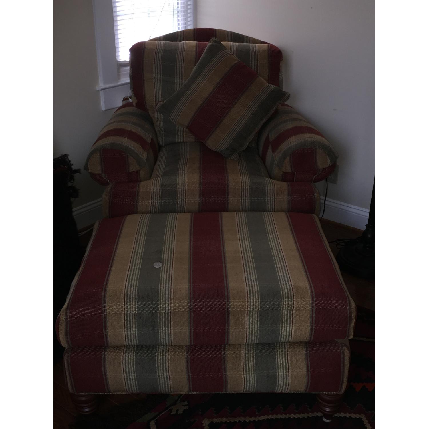 Overstuffed Armchair & Matching Ottoman - image-1