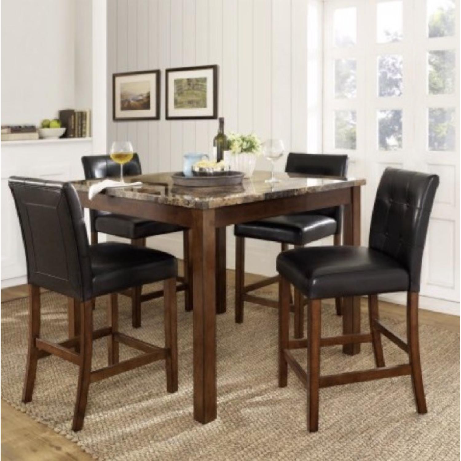 5-Piece Faux Marble Top Counter Height Dining Set - image-1