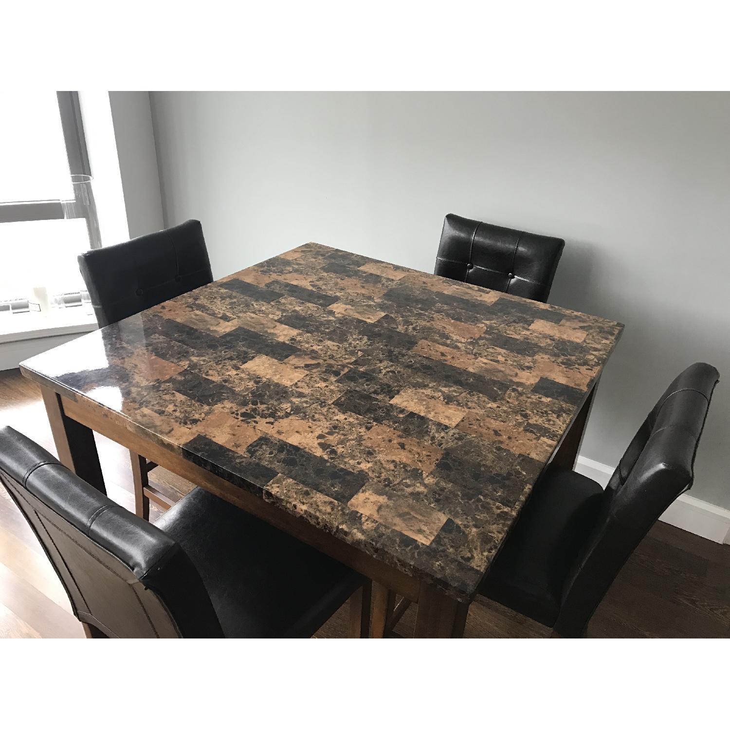 5-Piece Faux Marble Top Counter Height Dining Set - image-2
